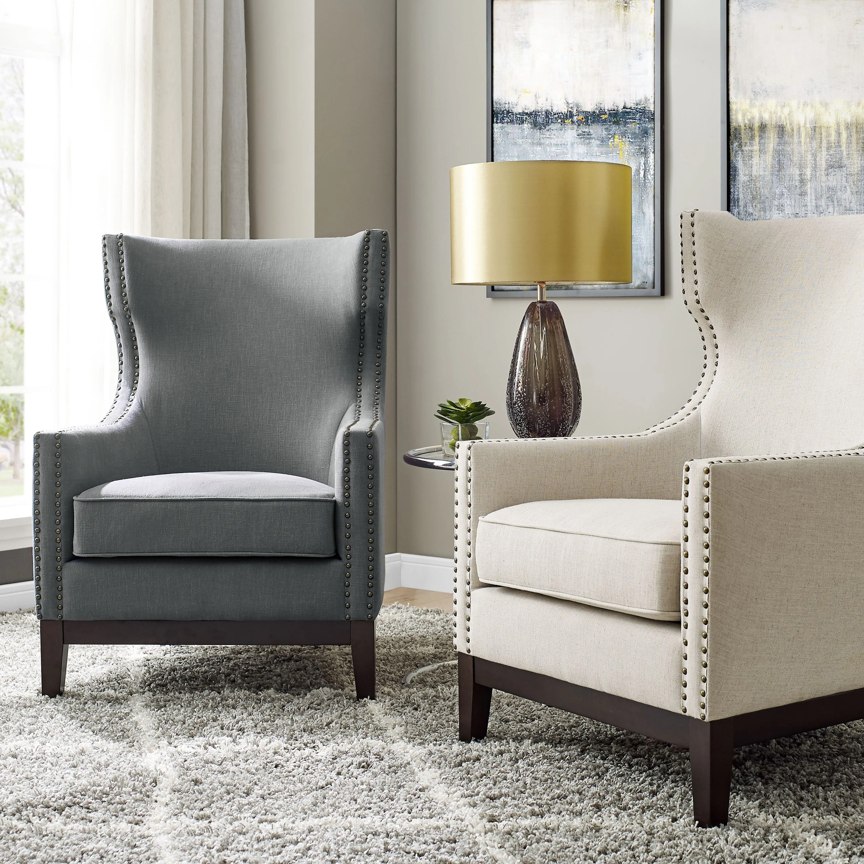 Roswell Linen Wingback Chair
