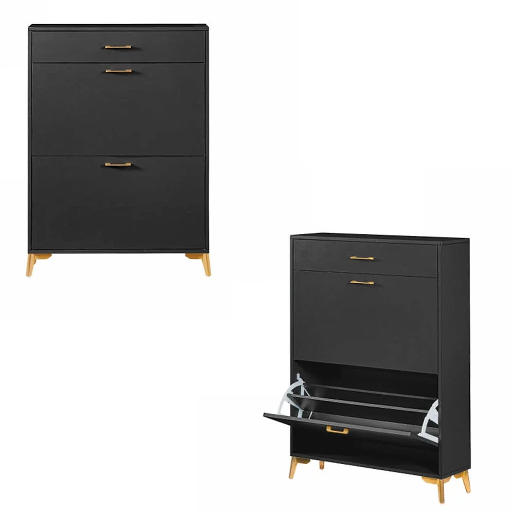 Freestanding Shoe Cabinet for Entryway, with 2 Flip Doors and Drawer - 32'W x 10''D x 43''H