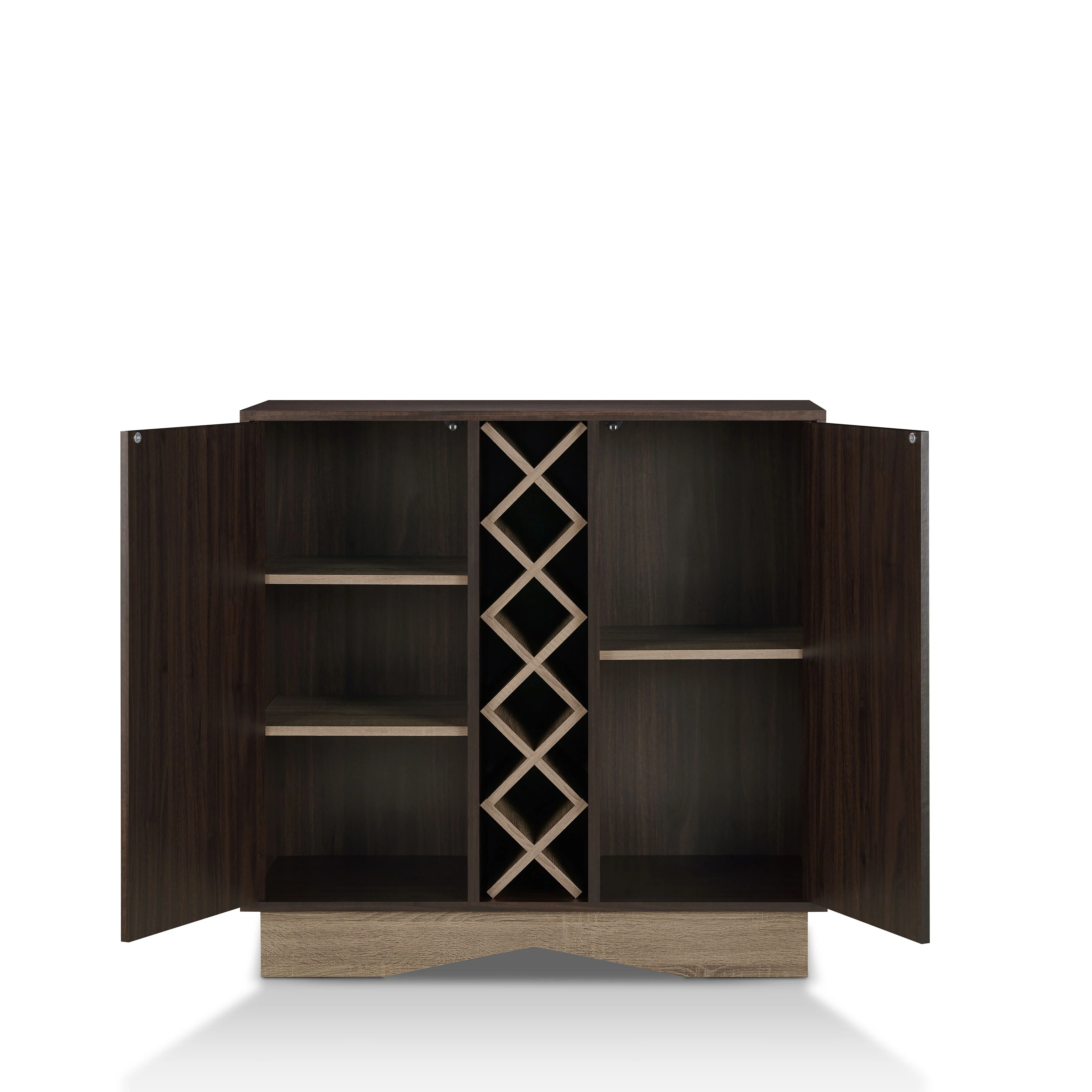 Furniture of America Lymu Contemporary Brown Wood 5-shelf Wine Cabinet