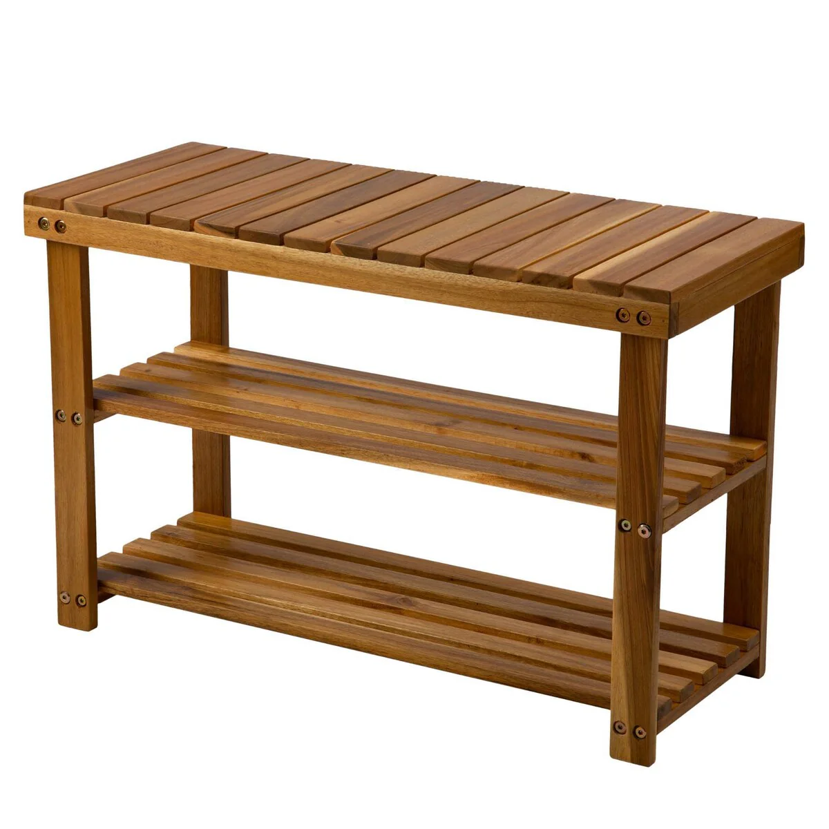 Entryway Wood Shoe Rack Bench
