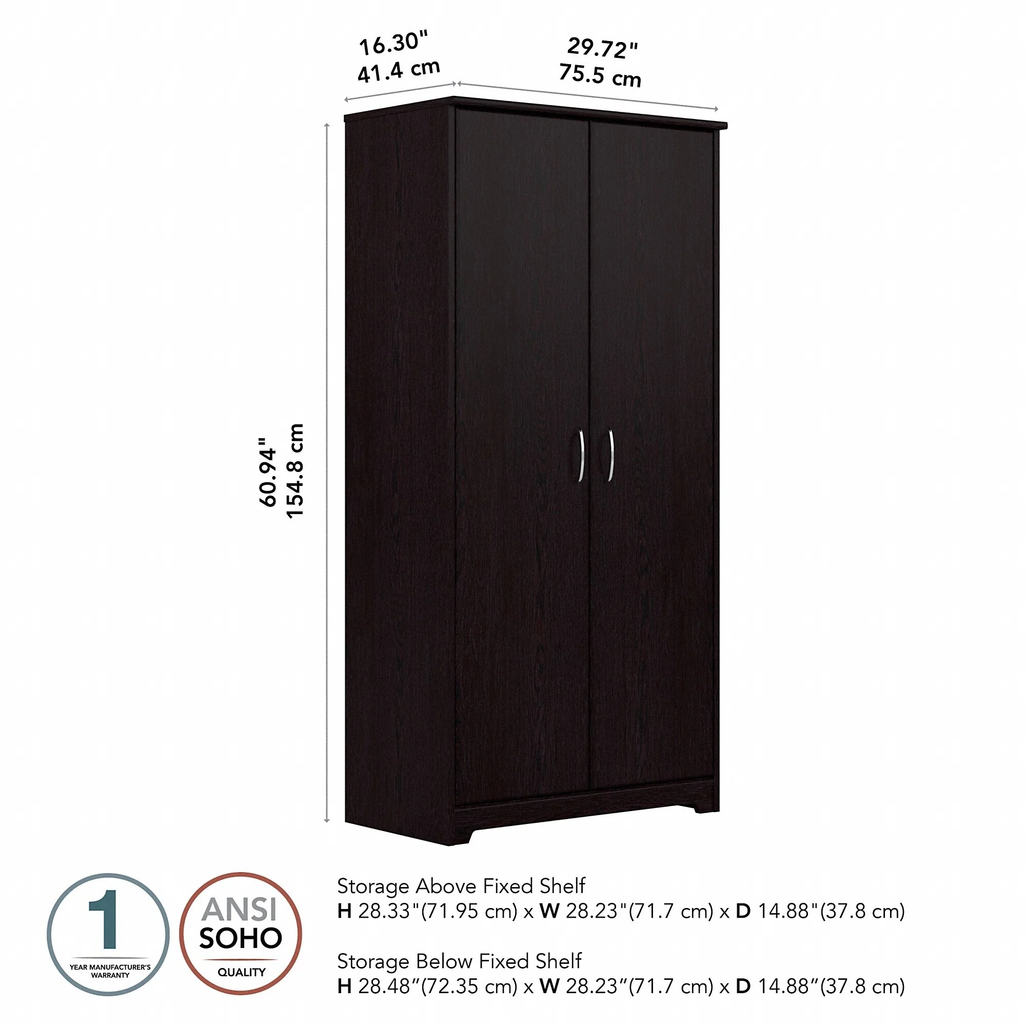 Cabot Tall Kitchen Pantry Cabinet with Doors by Bush Furniture