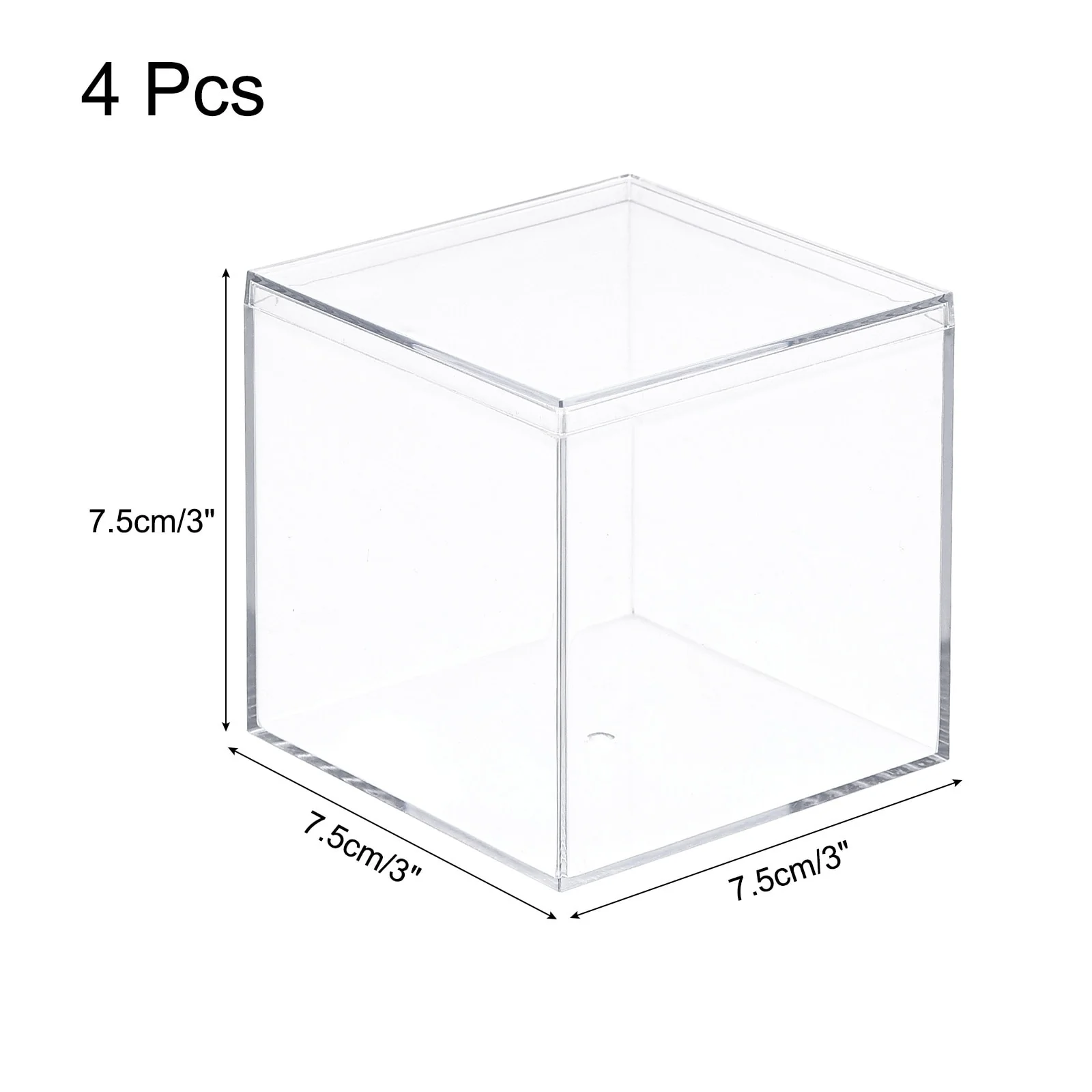 Acrylic Storage Box Square Display Case with Lid, Container Box - Clear