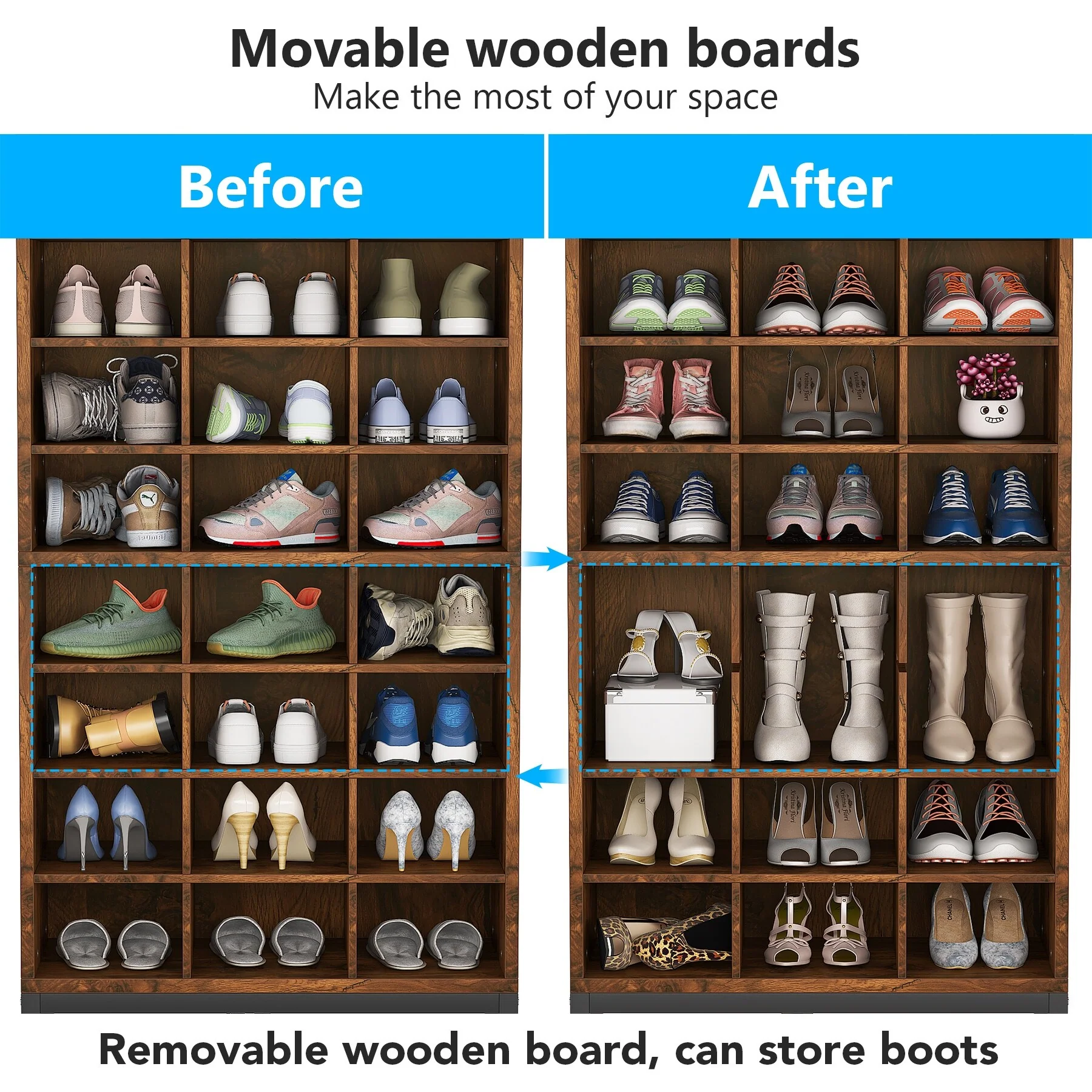 8-tier Shoe Storage Cabinet Organizer Rack with 24 Cubbies