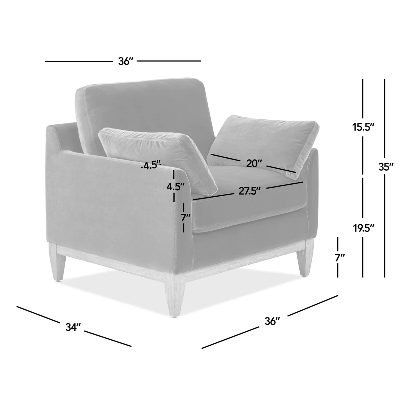 Brooding Upholstered Accent Chair with Arm Cushions and Wood Legs
