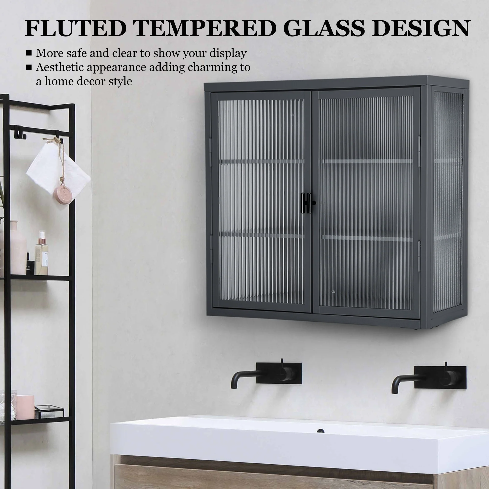 Retro Style Glass Door Wall Cabinet