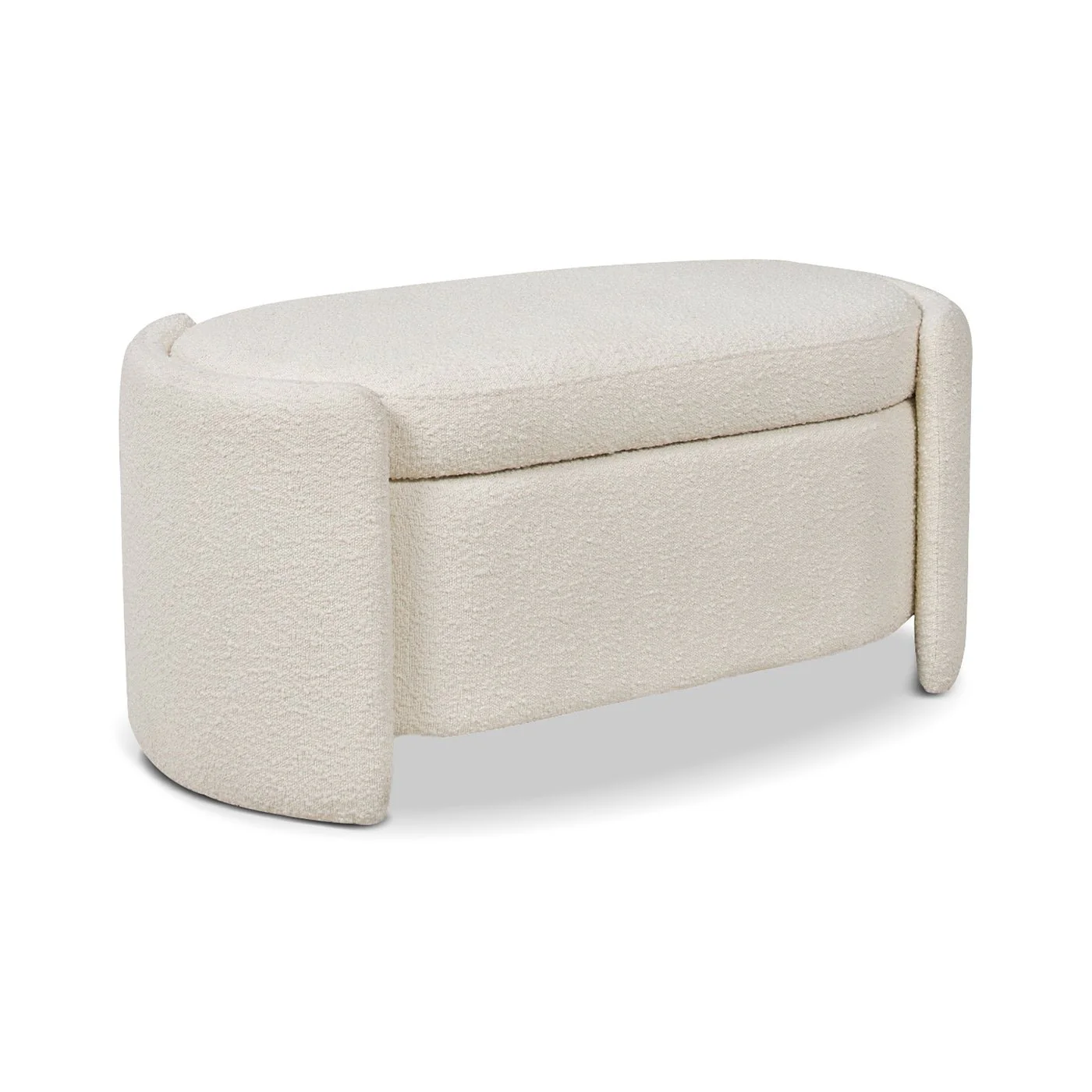 Oval Lid-Up Upholstered Storage Bench with 3 Compartments