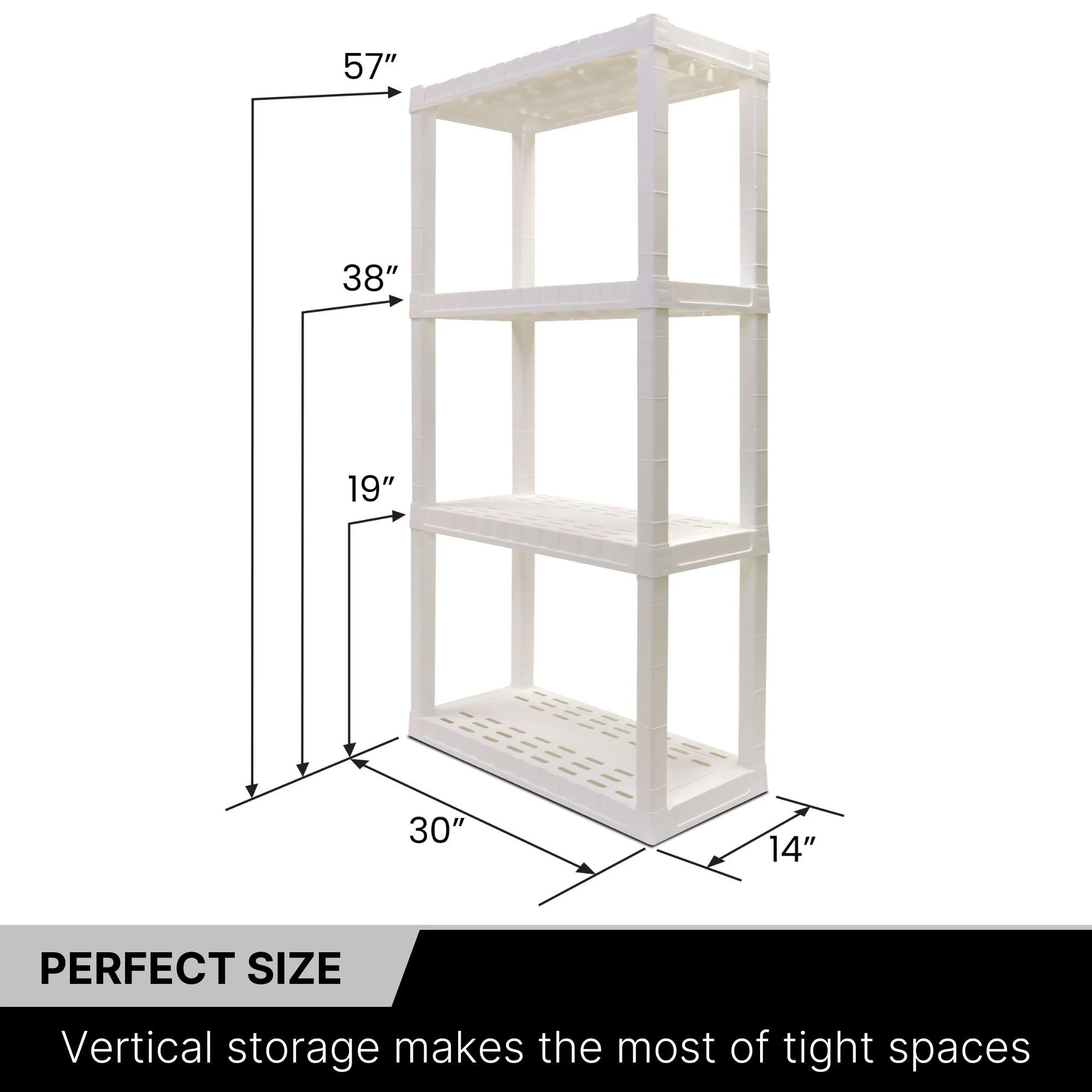 Oskar 4-Tier Heavy Duty Shelving Unit W30 x D14 x H57 Home Storage White