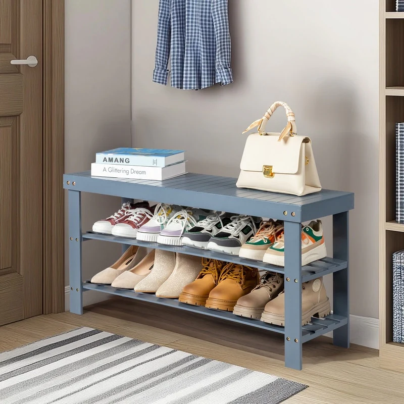 3-Tier Shoe Rack Bench Shoe Storage Organizer Holds Up to 240 lbs