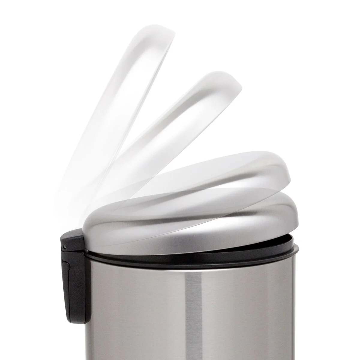 Qualiazero TWO 1.6 Gal Round Step On Trash Cans, Stainless Steel, Twin Pack