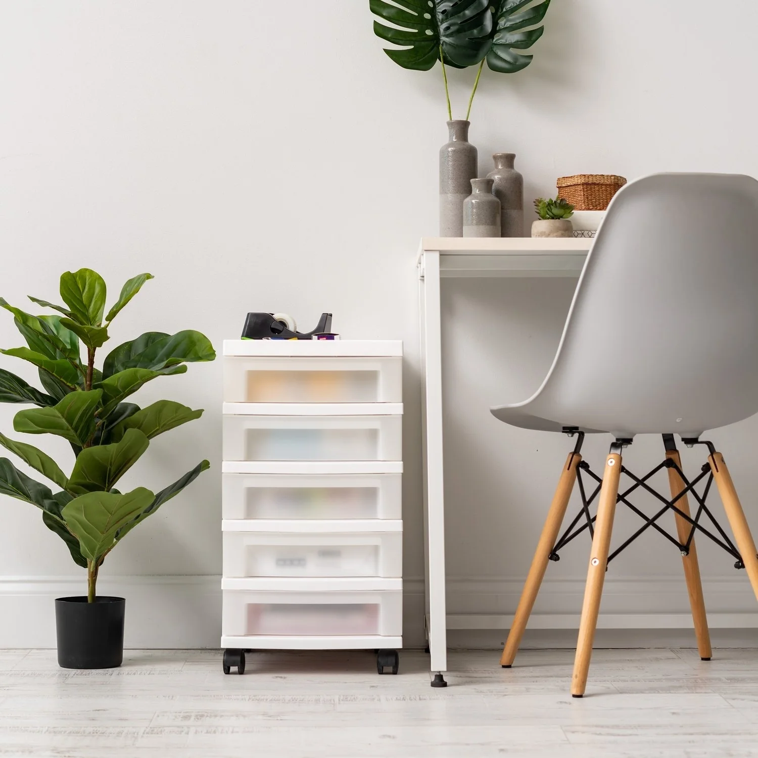 5-Drawer Storage Cart White/Pearl