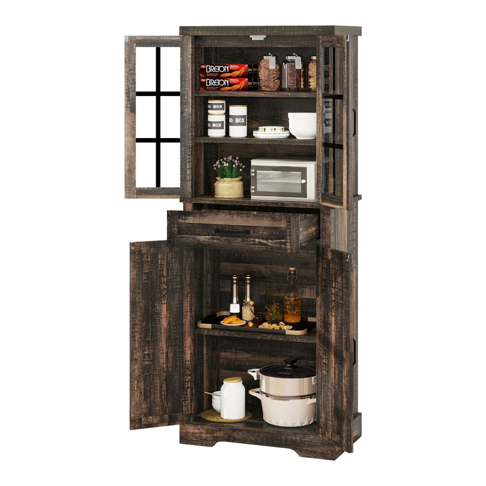 Farmhouse Kitchen Pantry Storage Cabinets