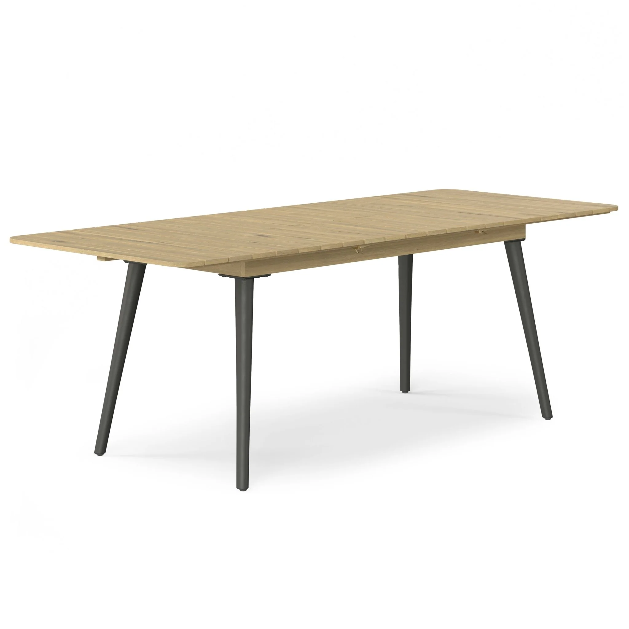 Outdoor Extendable Dining Table with Slatted Top and Angular Legs