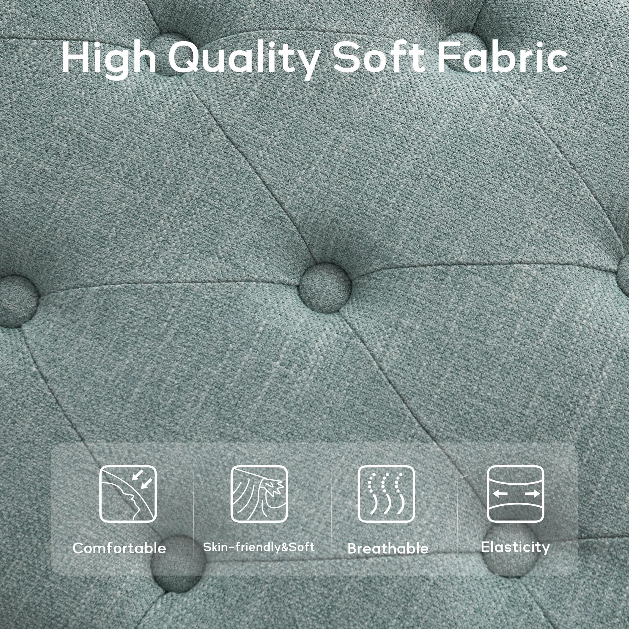 Button-Tufted Bench for End of Bed, Entryway Bench Beige/ Black/ Brown Solid Wood, Leather, Fabric 44-inch