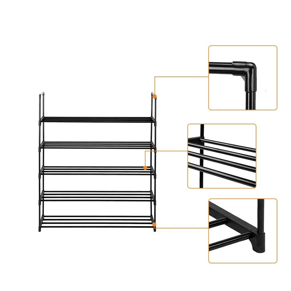 5-Tier Shoe Rack,Metal Shoe Shelf,Storage Organizer