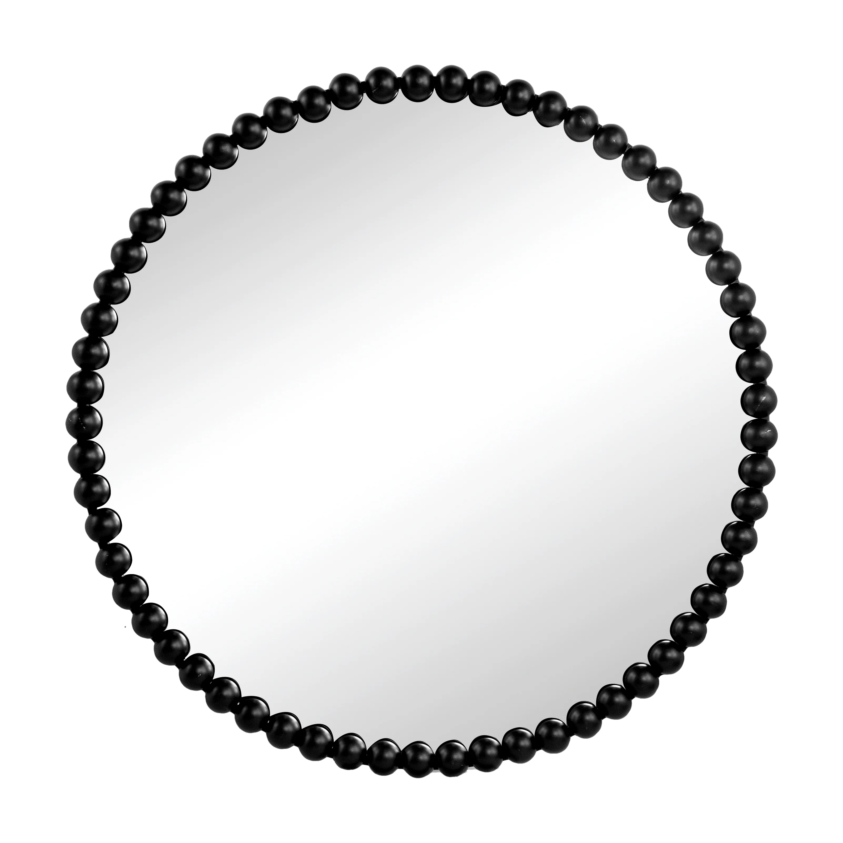 32 Circle Wall Mirror with Metal Beaded Frame