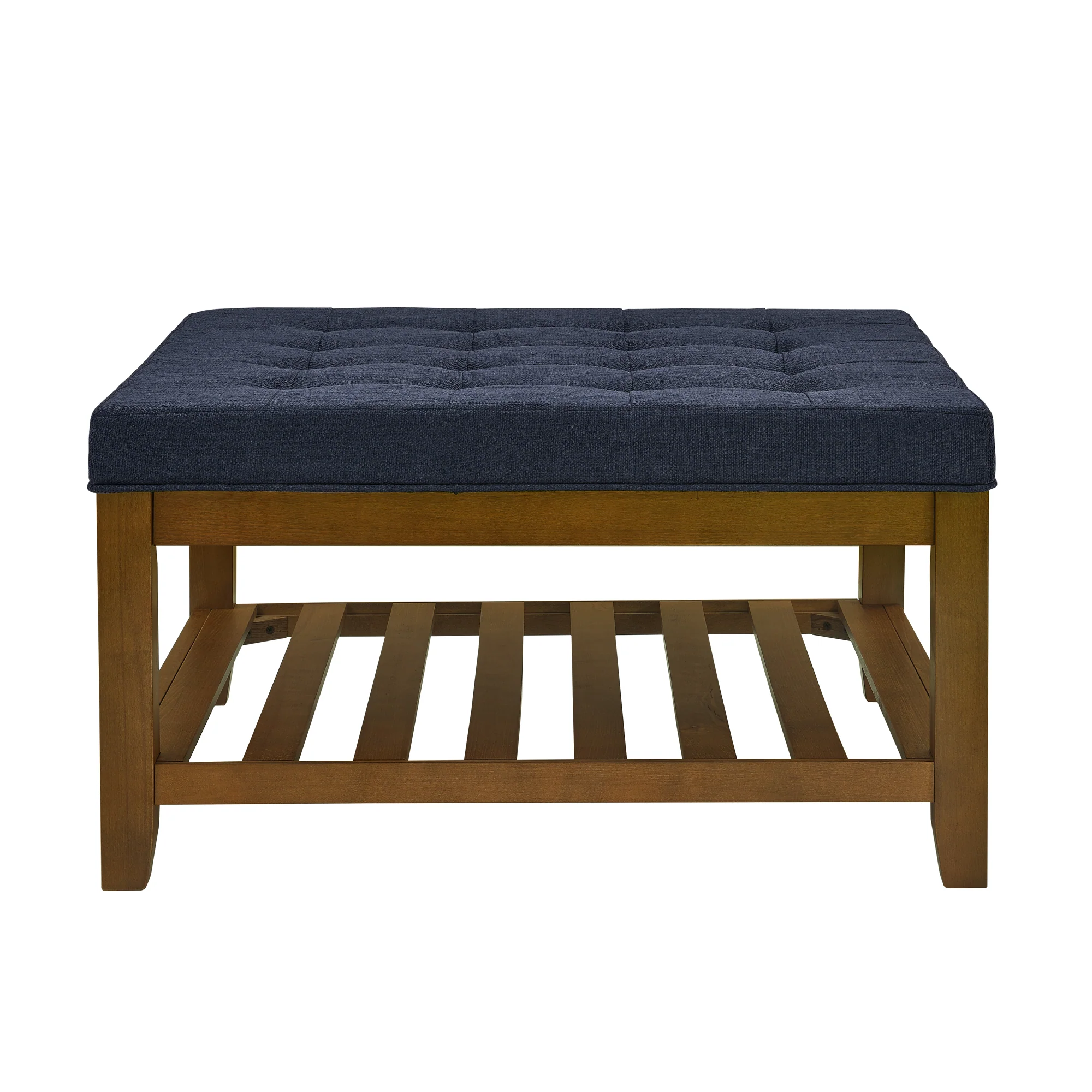 Upholstered Square Coffee Table with Shelf and Tufted Top