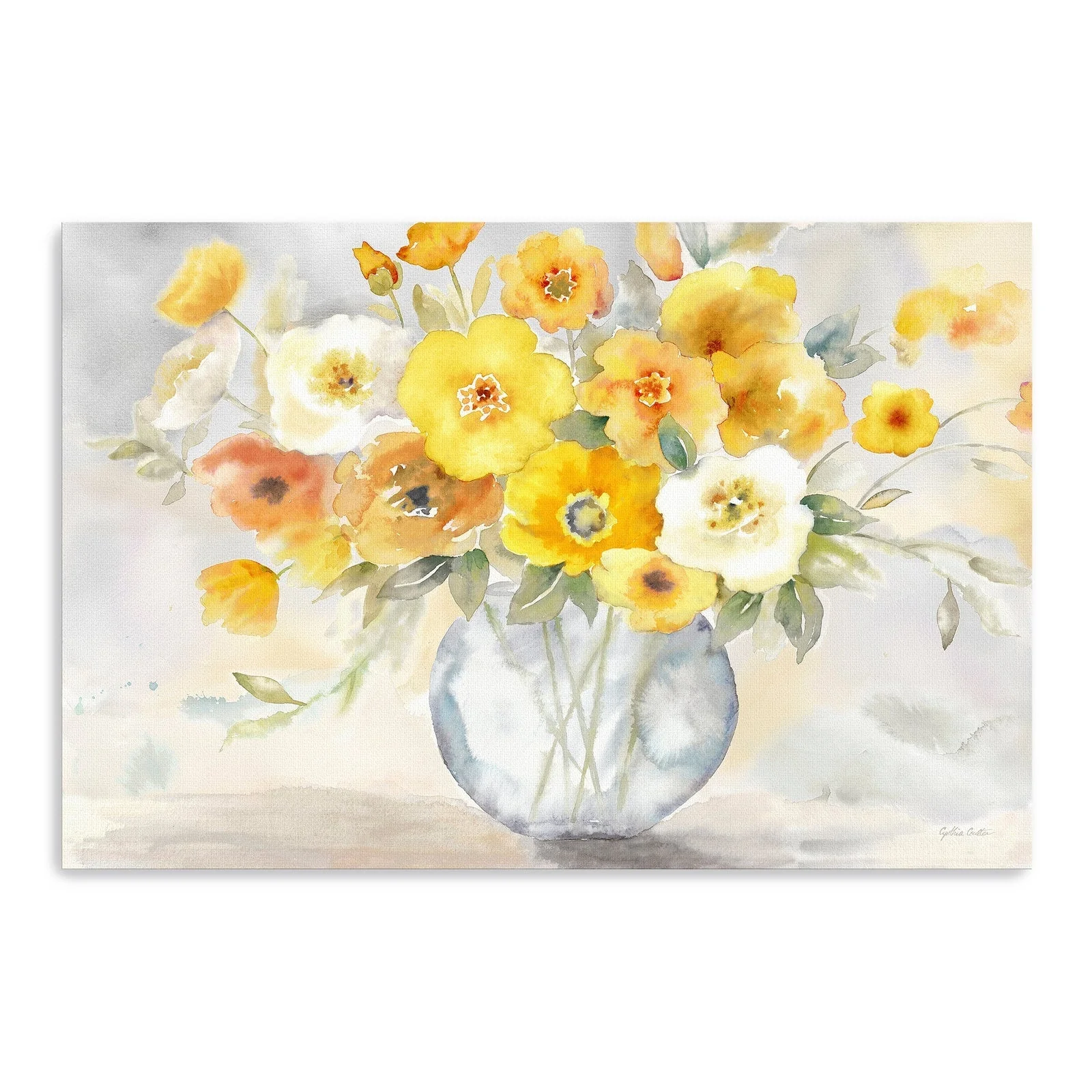 Bright Poppies Vase Canvas Giclee Wall Art