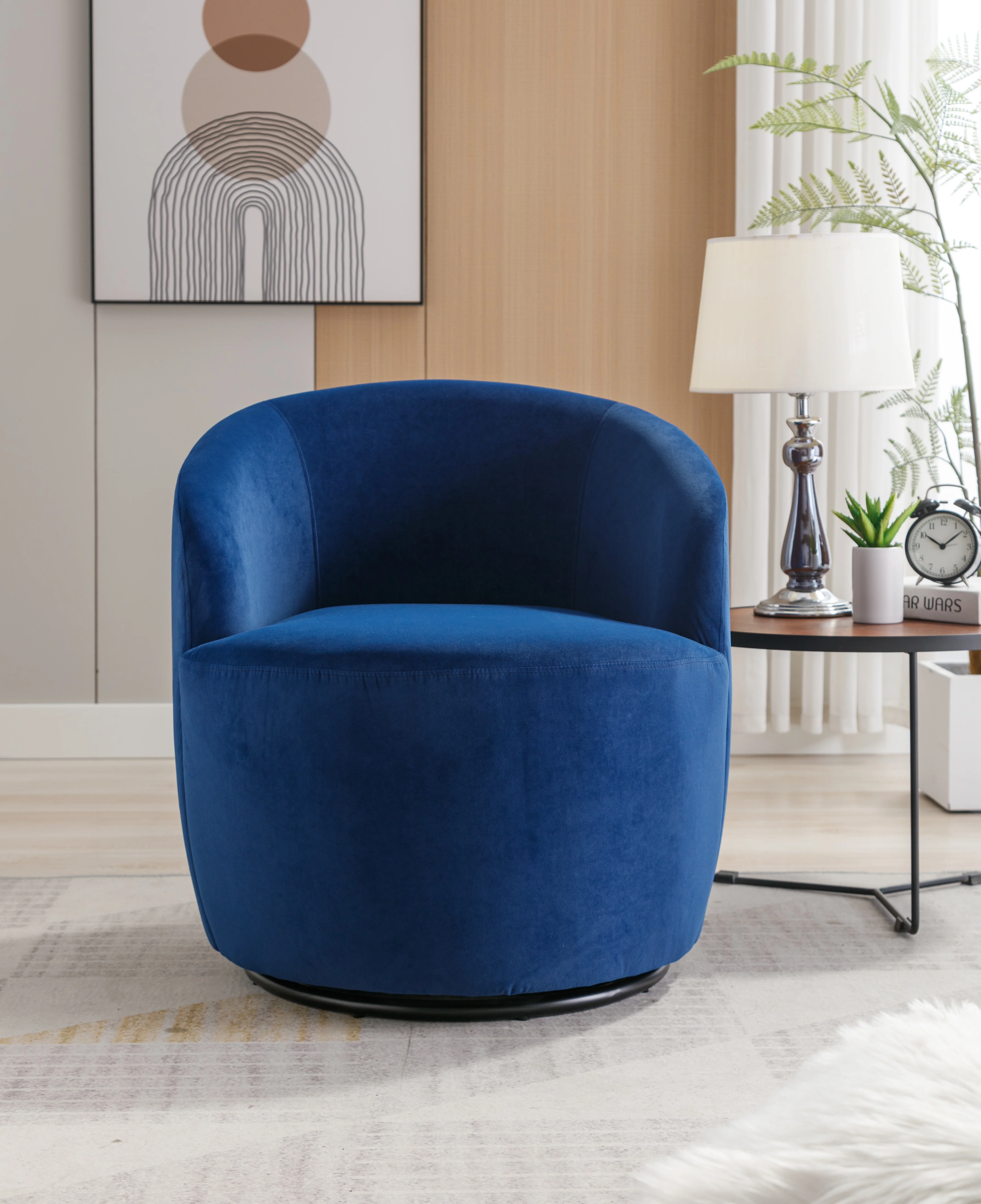 Assortment Upholstered Swivel Barrel Chair with Metal Base