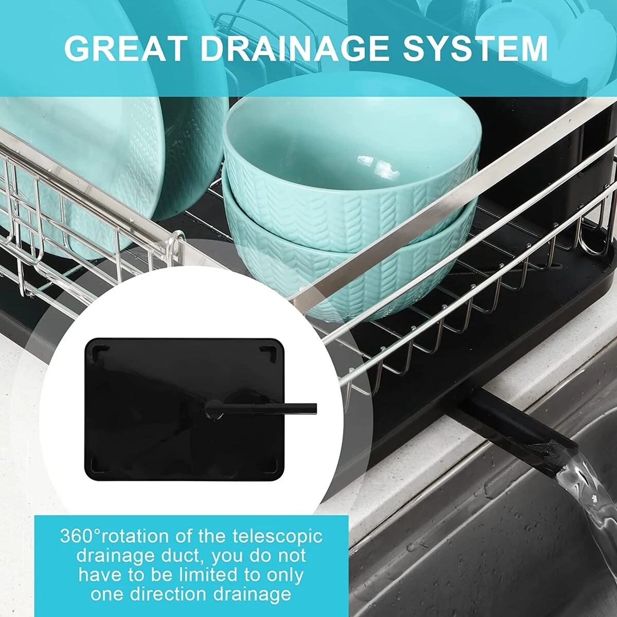 Counter Dish Drying Rack with Utensil Holder