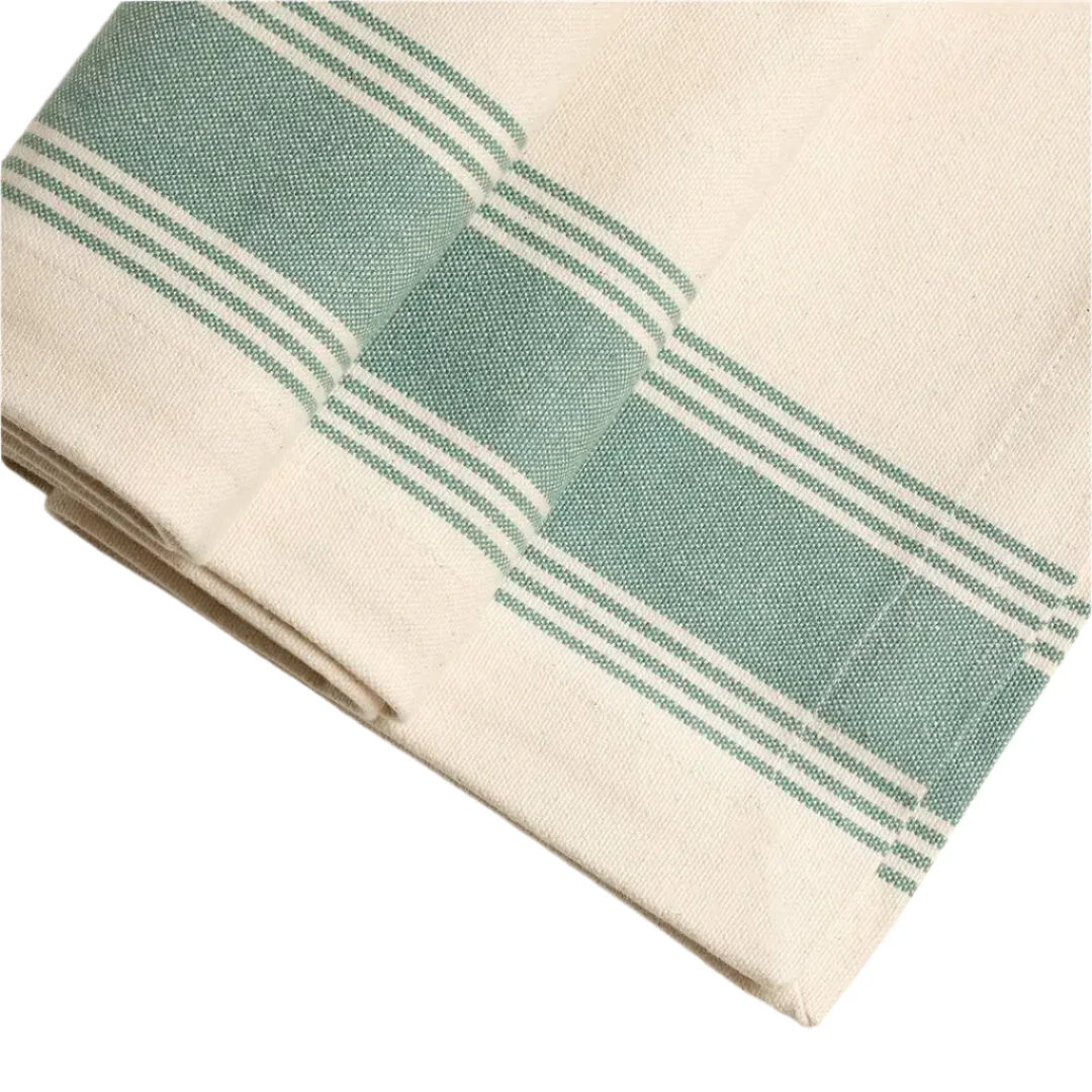 Teal Blue Border 100% Cotton Table Runner