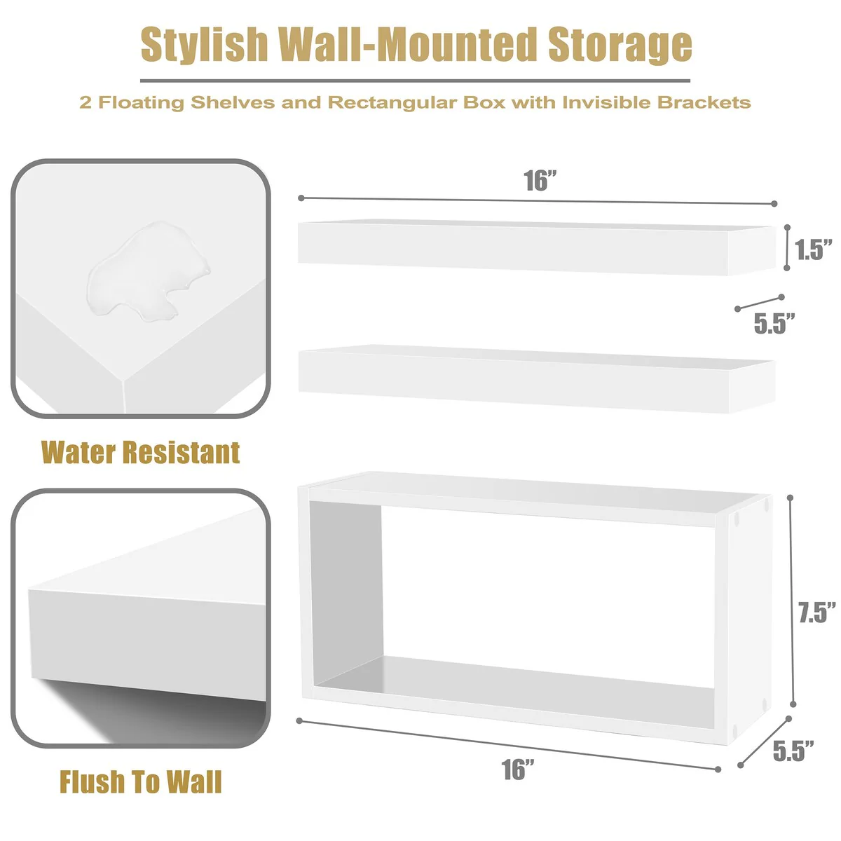 Sorbus Floating Shelves for Wall Set of 3 - 16