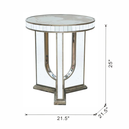 Aesthetic Round End Table with Floral Design