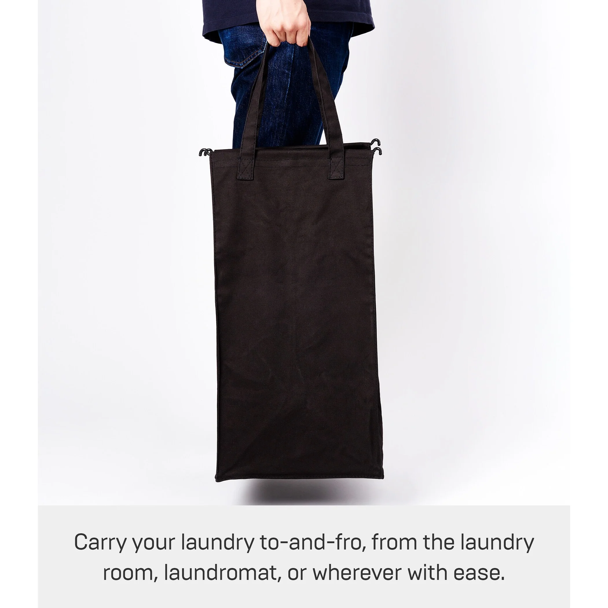 Yamazaki Home Laundry Hamper with Cotton Liner - Two Sizes, Steel and Cotton, Small, 12 gallons, 45 liters, Collapsible