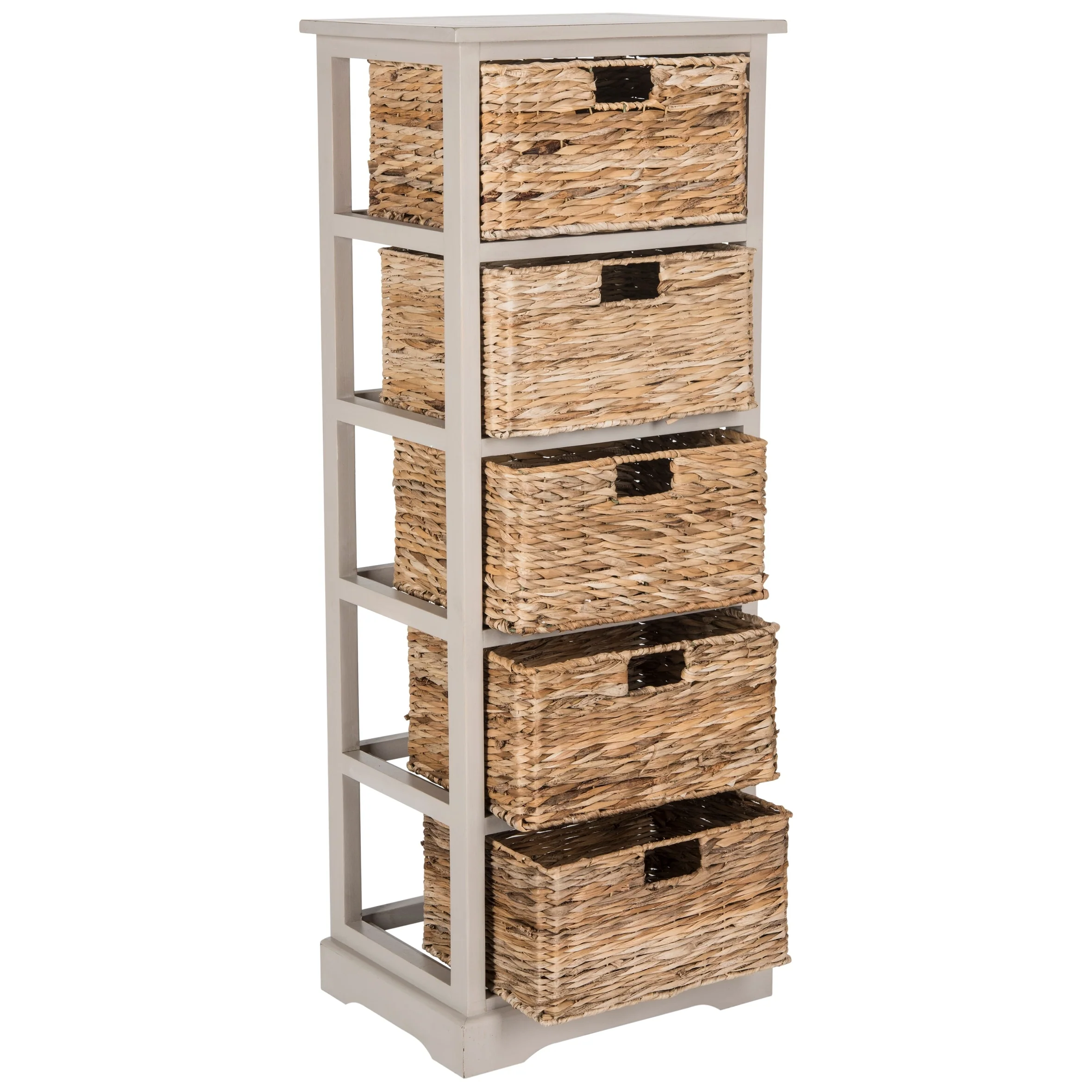 SAFAVIEH Faith Distressed Black 5-Drawer Wicker Basket Storage Tower - 17.3