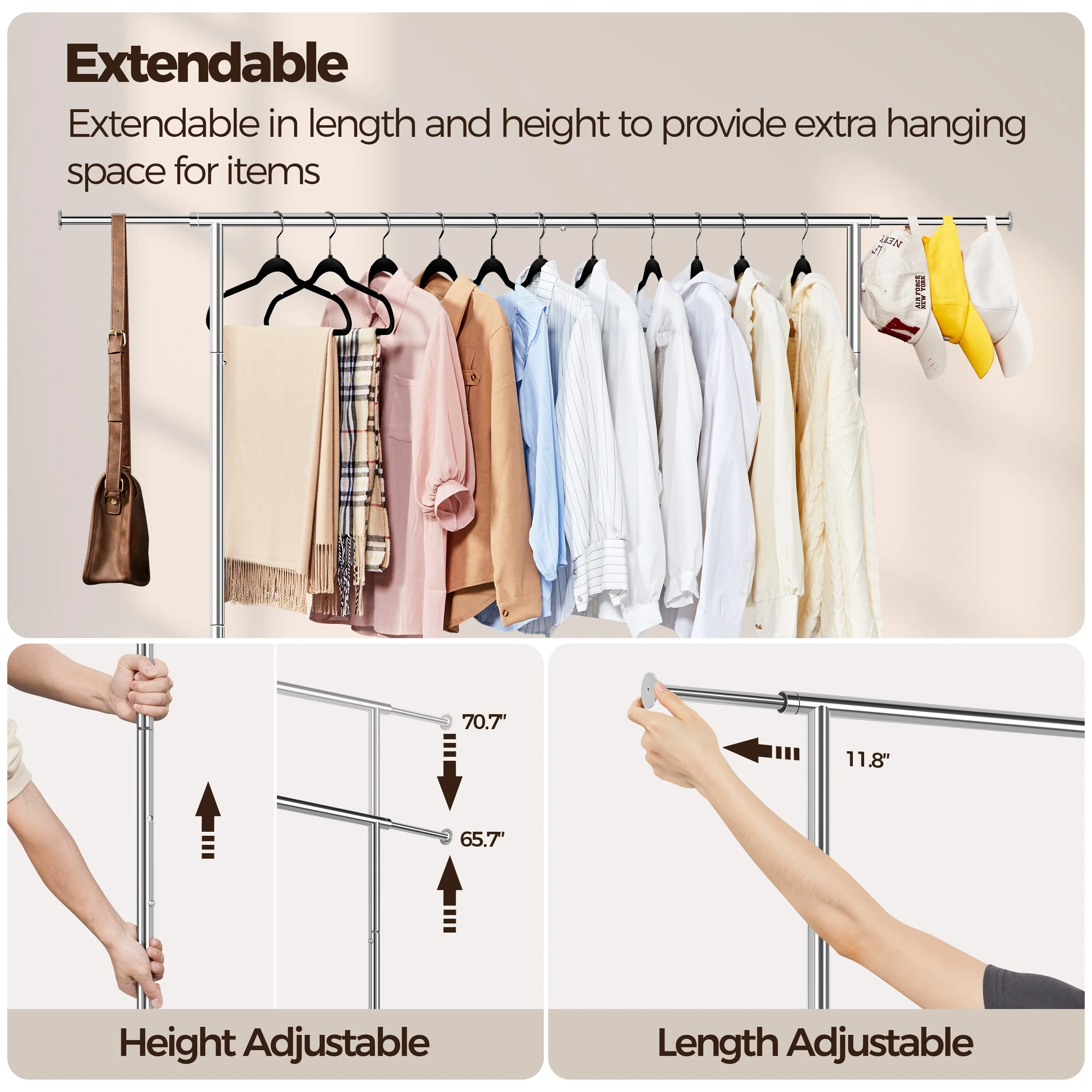 Yaheetech Clothing Garment Rack Commercial Premium Stainless Steel