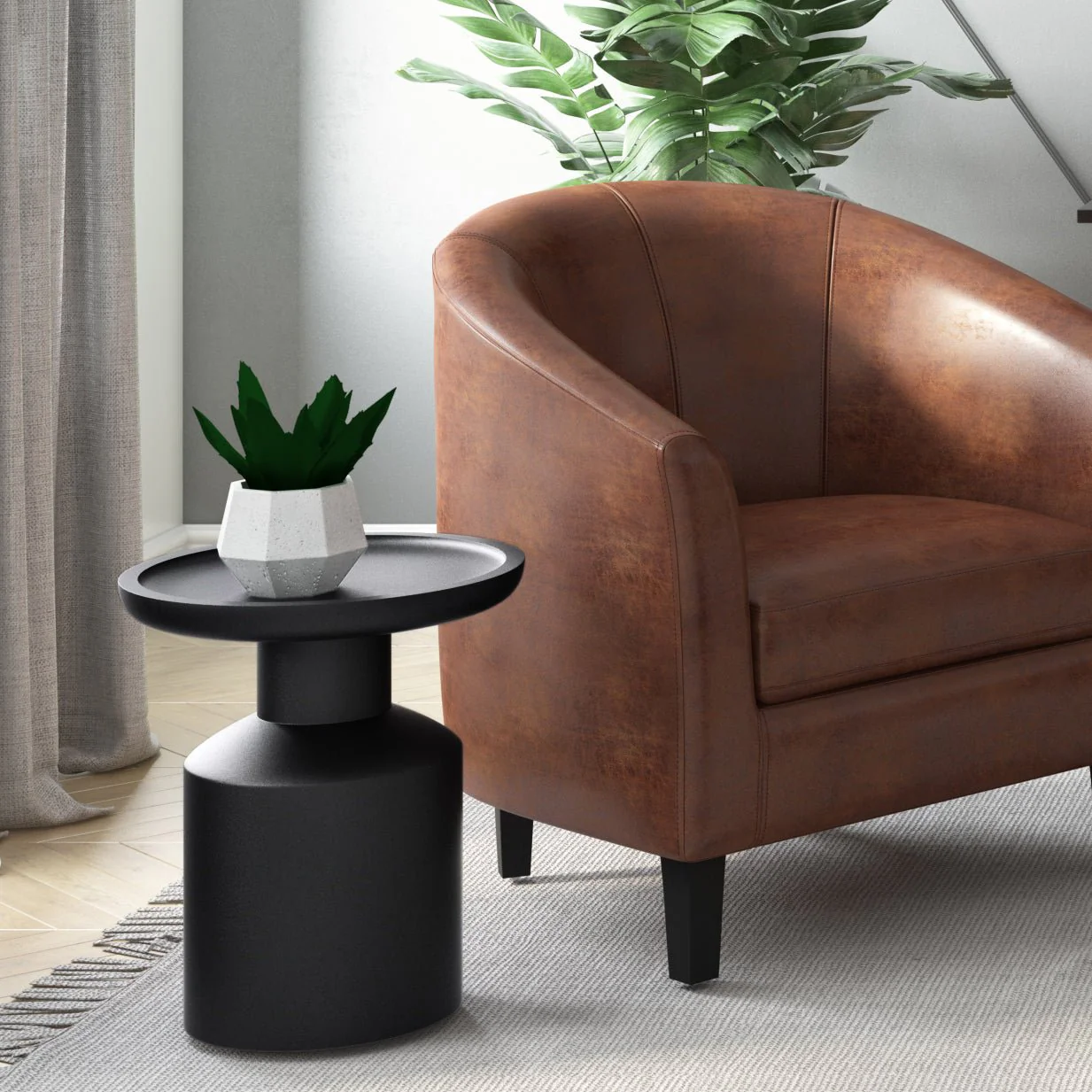 Focus Wooden Accent Table with Round Top