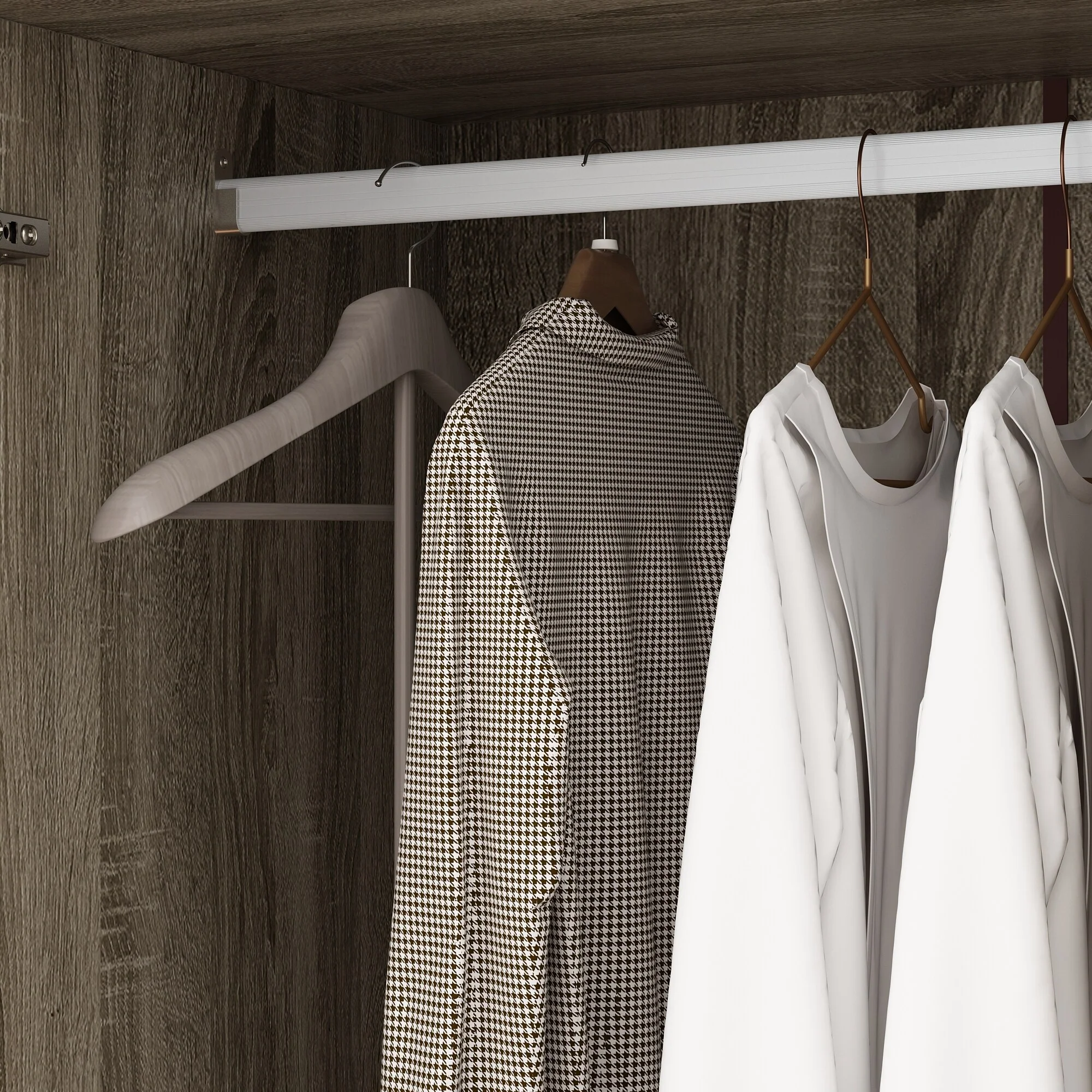 Large Storage Wardrobe Versatile Rattan Door Closet with Deep Drawers
