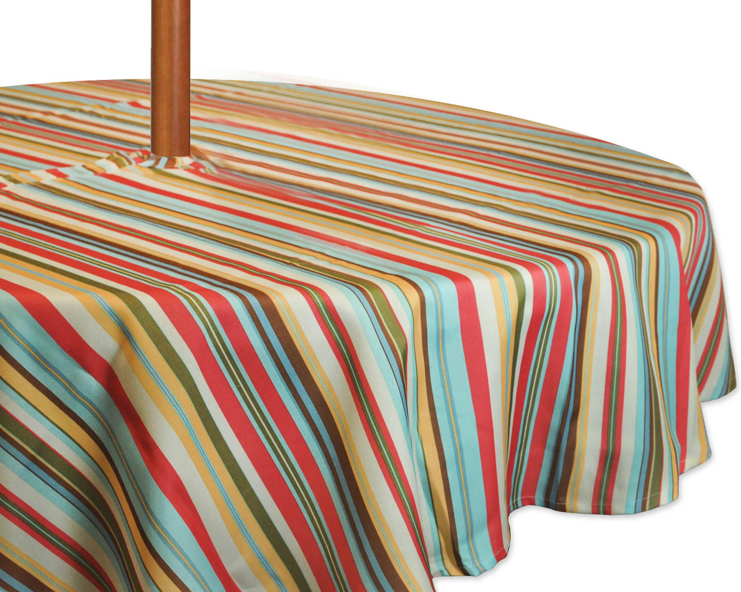 Summer Stripe Outdoor Round Tablecloth With Zipper