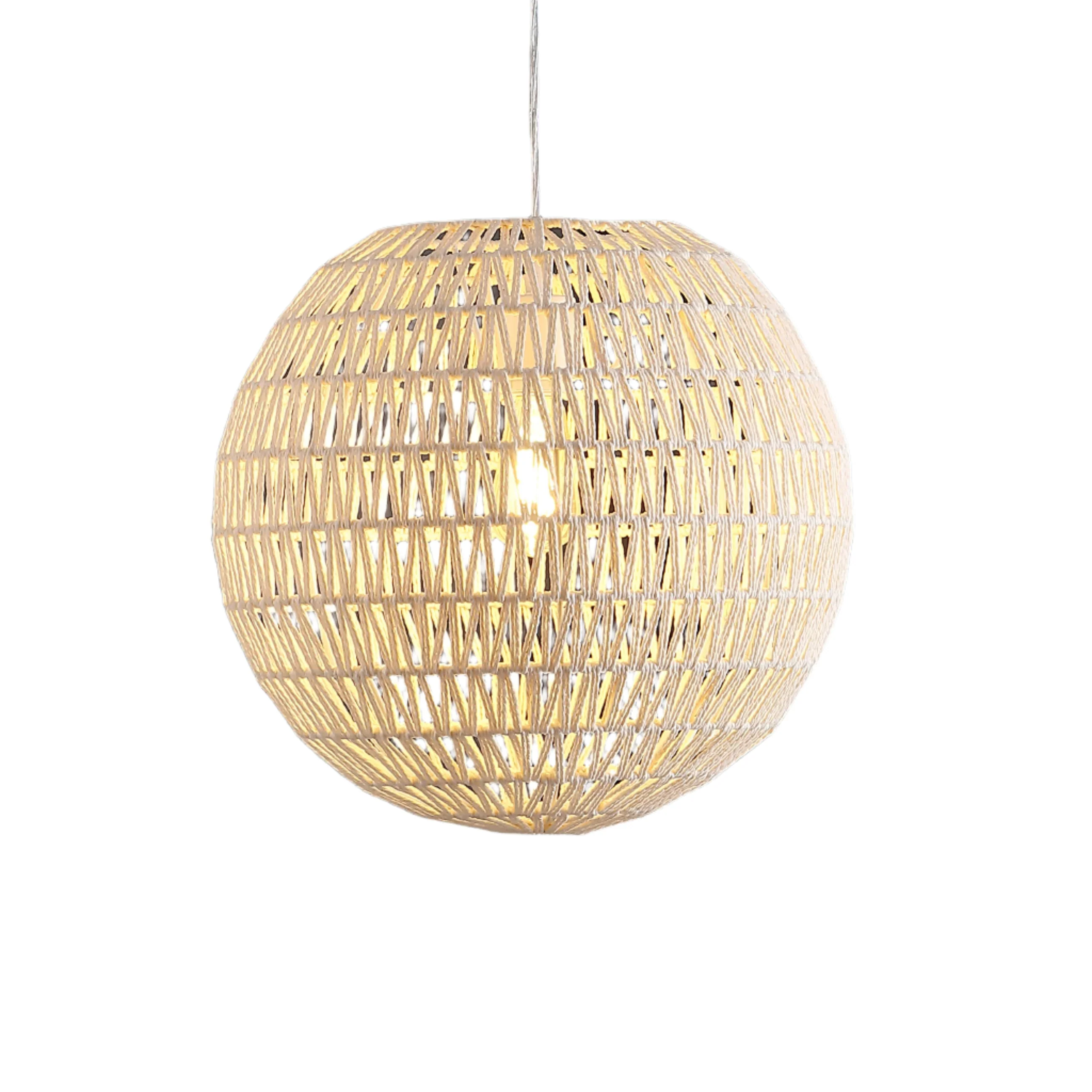 Luna 1-Light Bohemian Modern Woven Rattan/Iron LED Pendant
