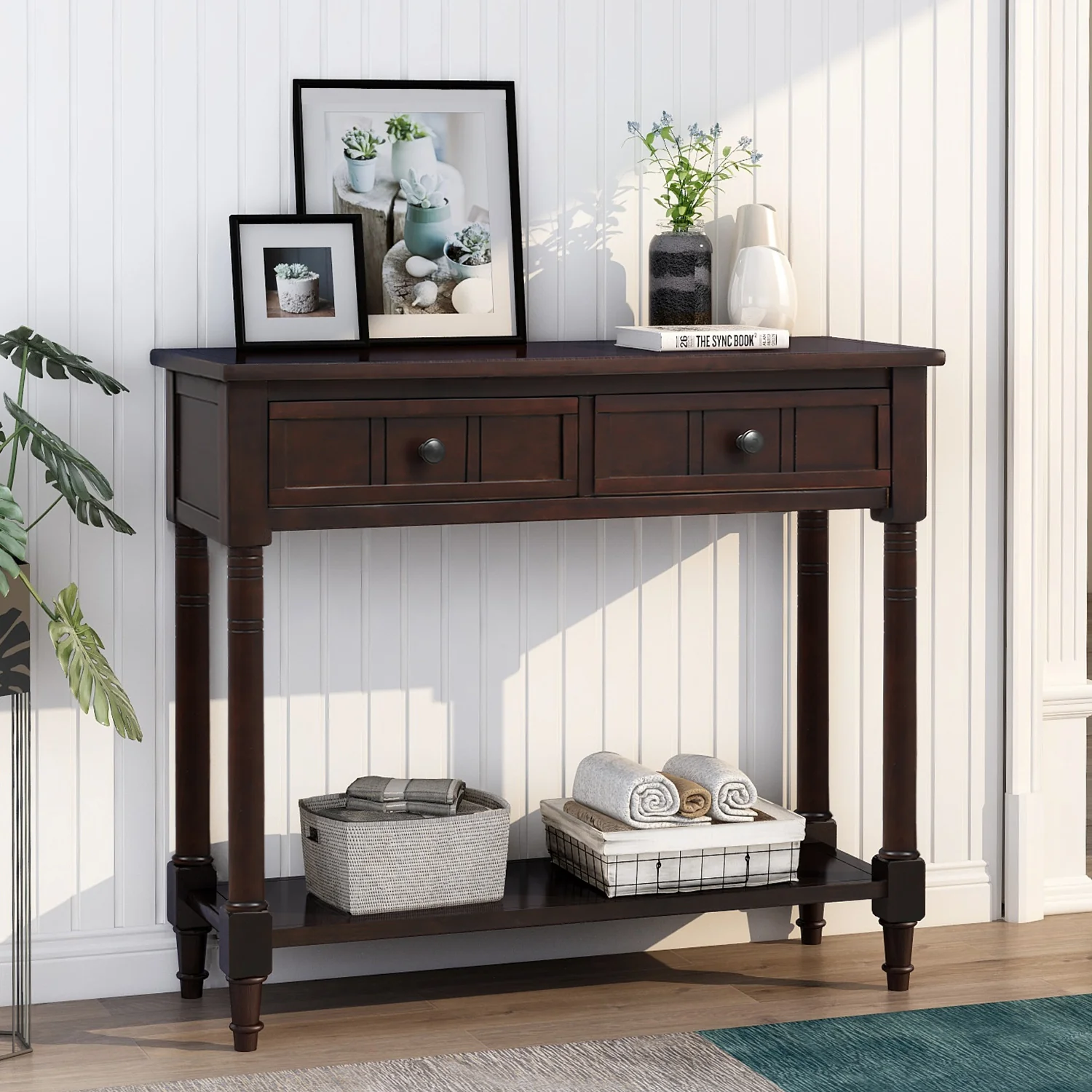 Jace Console Table with 2 Drawers and Bottom Shelf