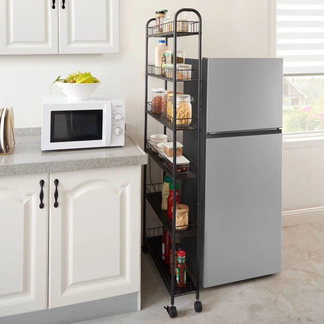 6-Tier Rolling Cart Gap Kitchen Slim Slide Out Storage Tower Rack with Wheels