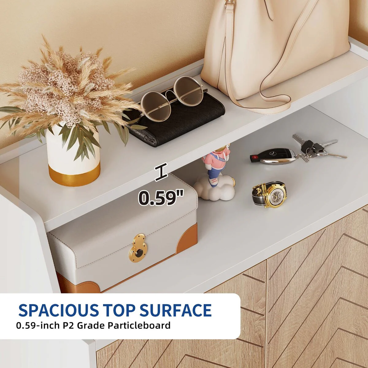 Moasis 5-Shelf Wooden Shoe Storage Cabinet wiith Drawer and Shelves for Entryway Living Room