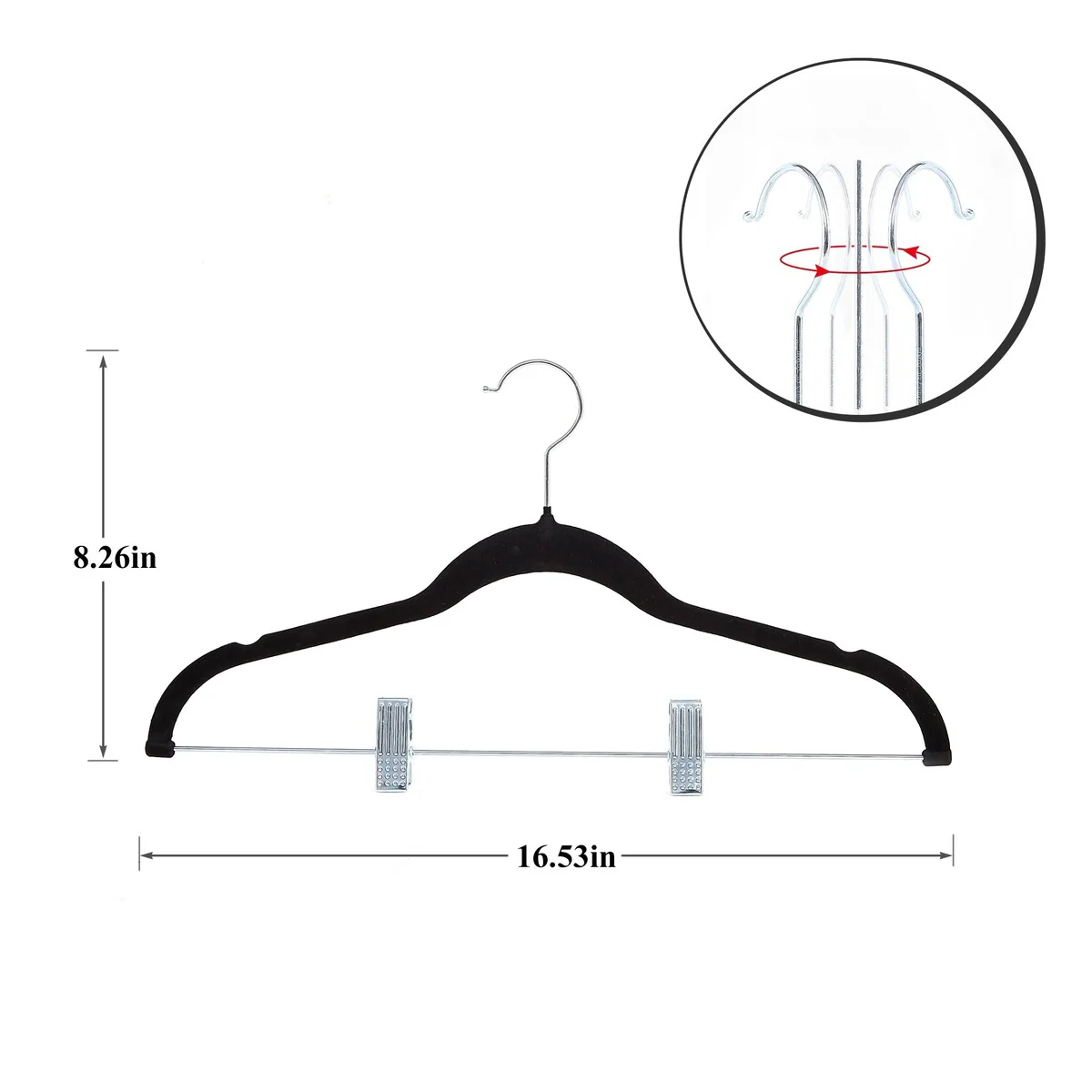 Javlergo 20-Pack Velvet Clothes Hangers, 16.5in Heavy-Duty Hangers with Adjustable Clips, Non-Slip, Space-Saving