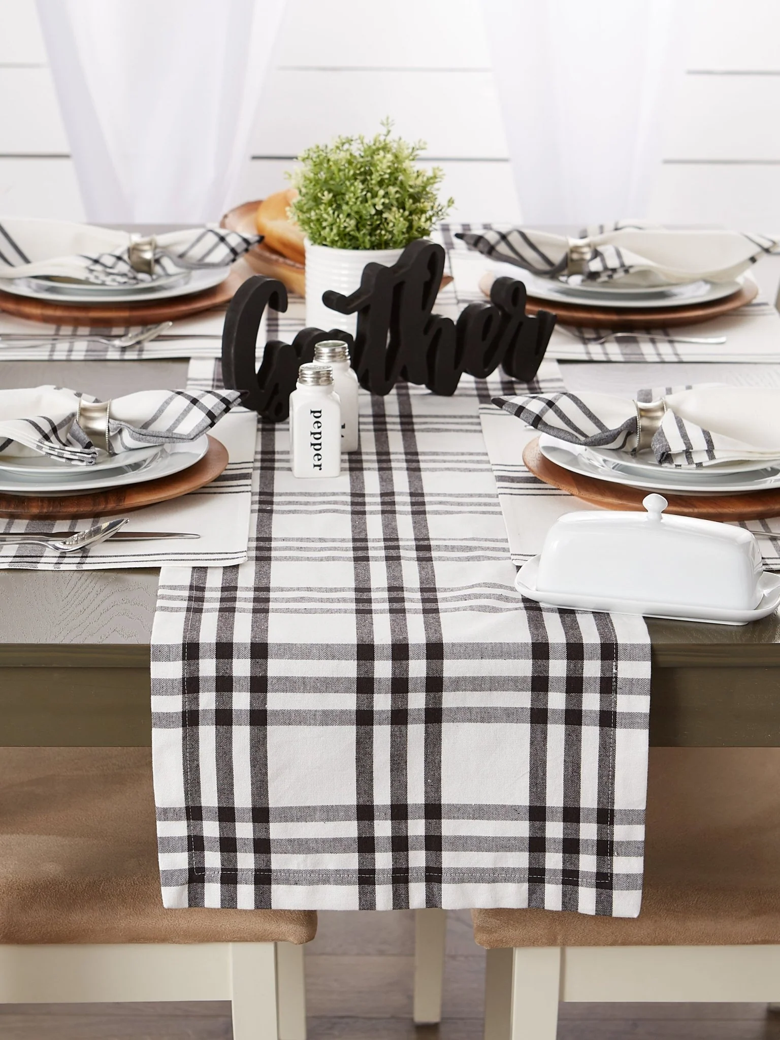 Homestead Plaid Table Runner 14X72