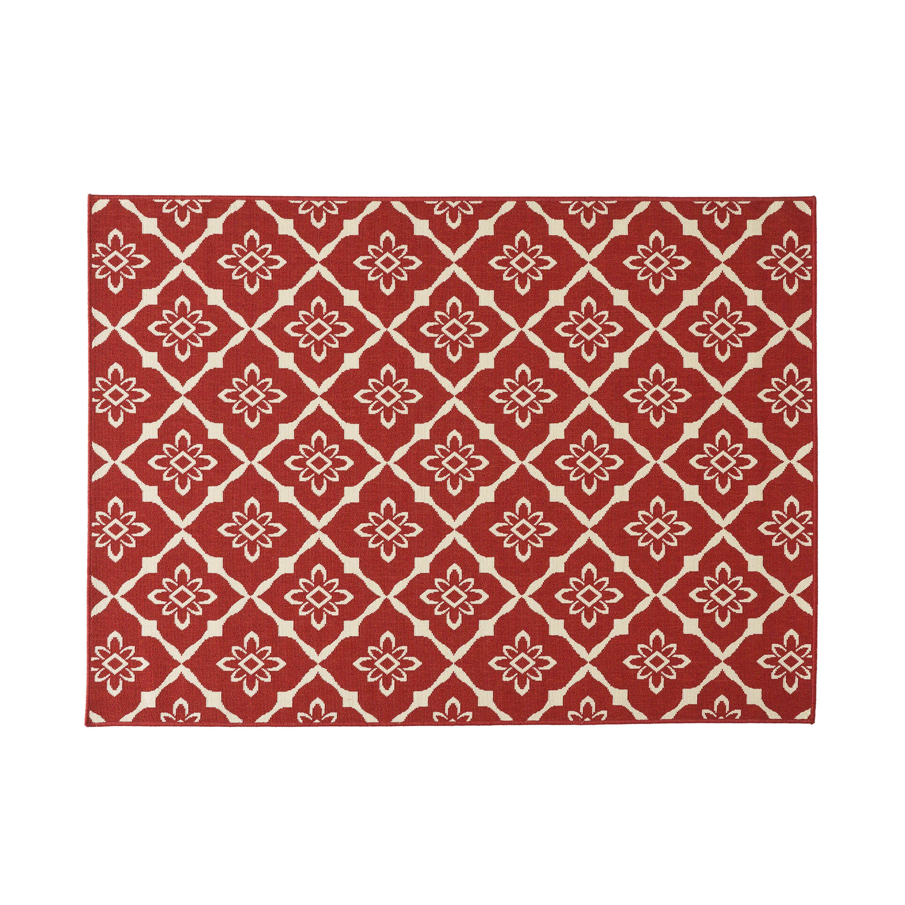 84x63 Outdoor Rug with Loop Pile Texture and Rectangle Shape