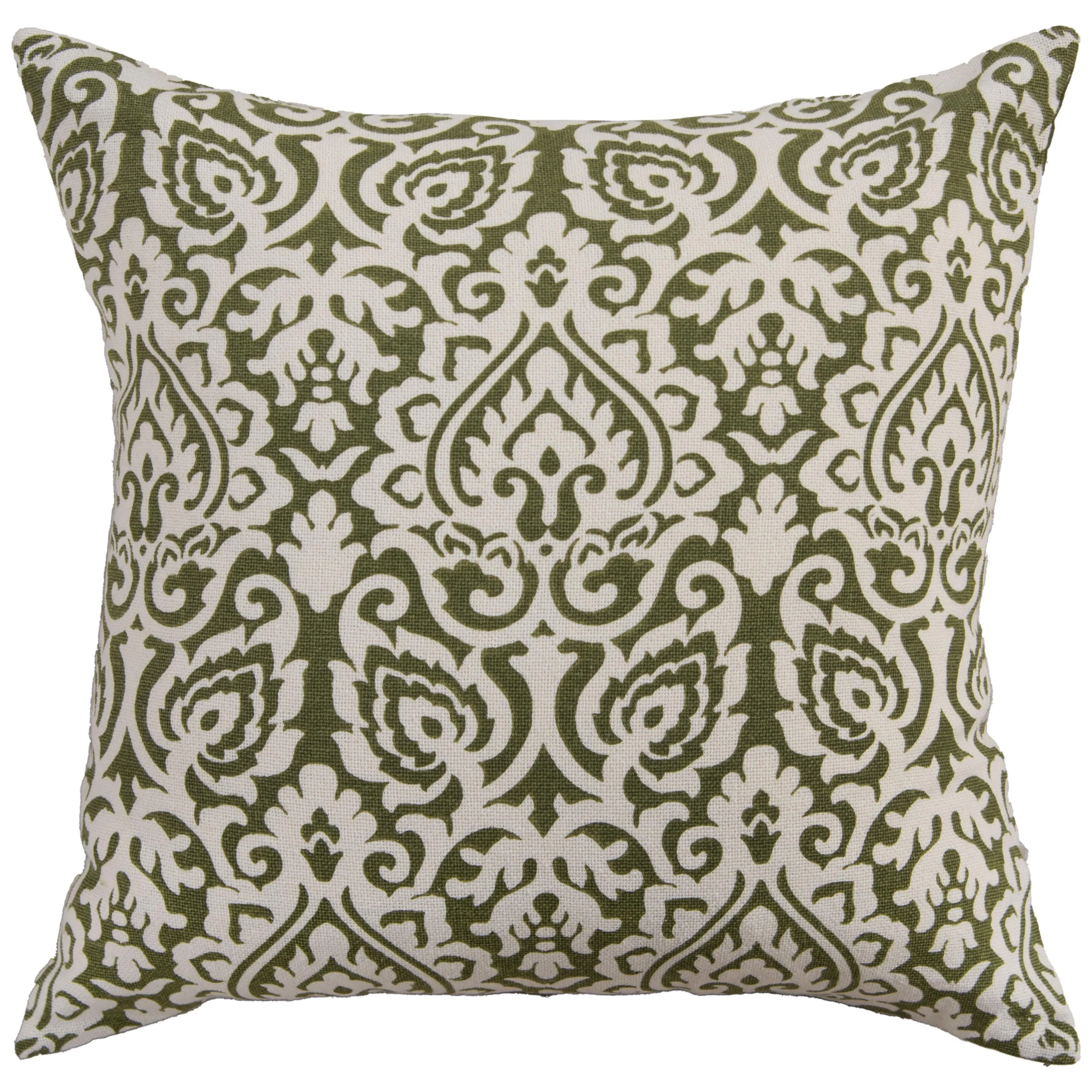 Damask Print 100% Cotton Poly Filled Decorative Throw Pillow