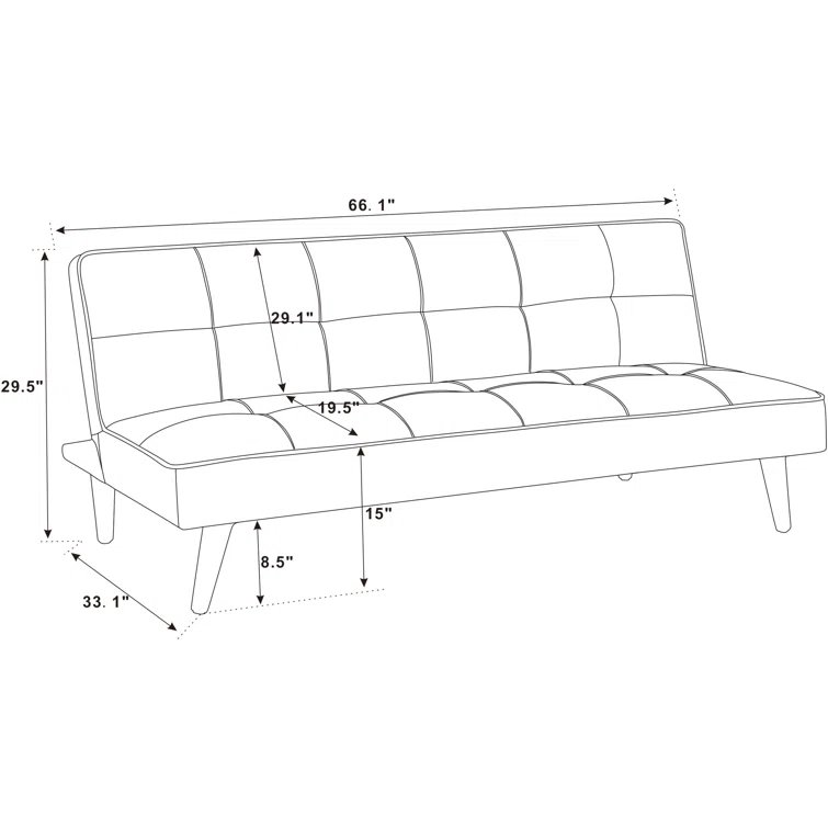 Villatoro 66.1" Armless Sofa Bed Sofa
