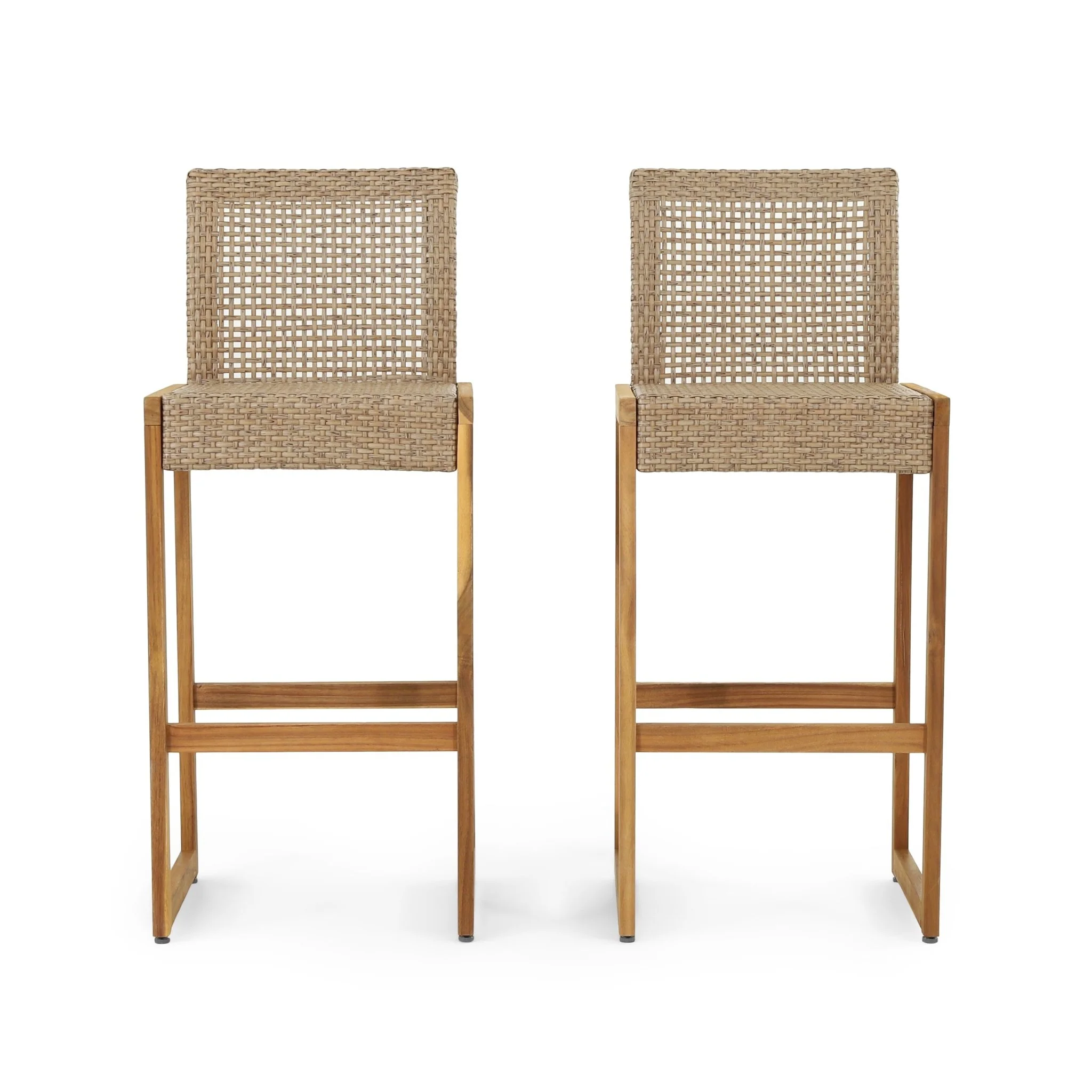 Outdoor Bar Chair with Rattan Wicker Top