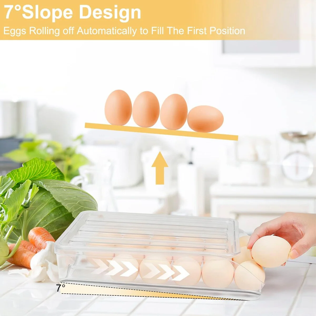 Set of 2 Auto Rolling Storage Container 18 Egg Tray - 2 Layer
