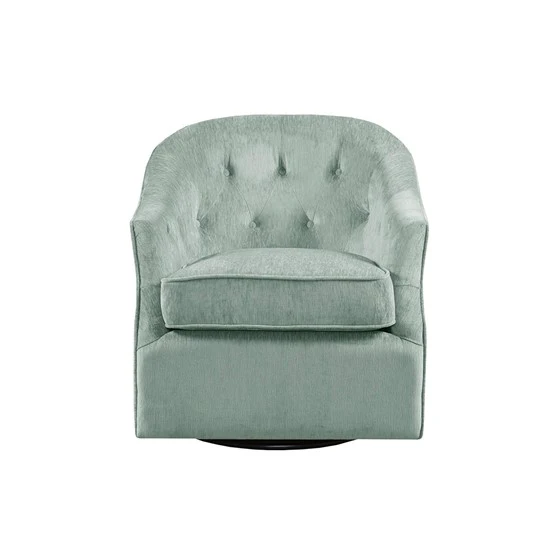Awakened Swivel Chair with Button Tufted Back and Flared Arms