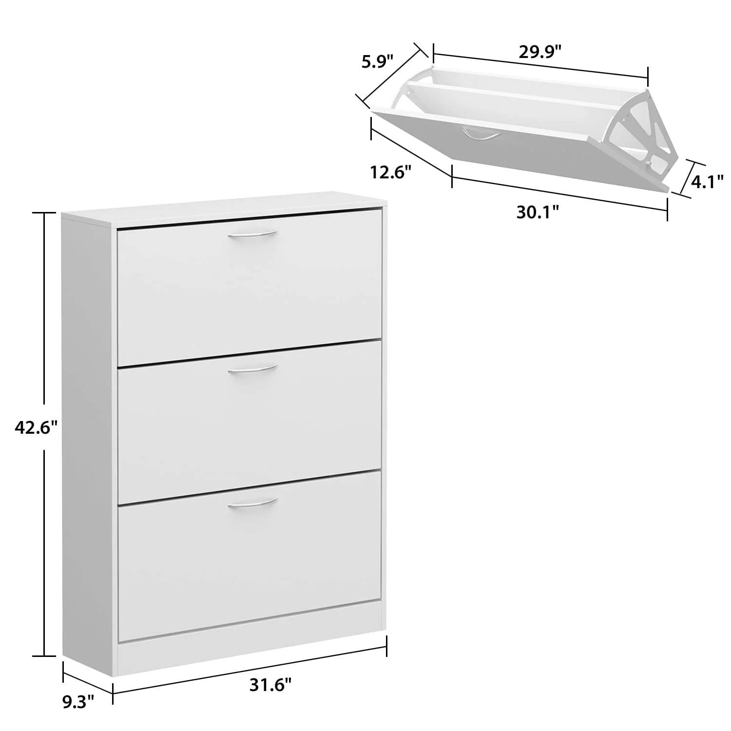 Shoe Cabinet Shoe Rack Storage Organizer with 3 Flip Drawers Entryway