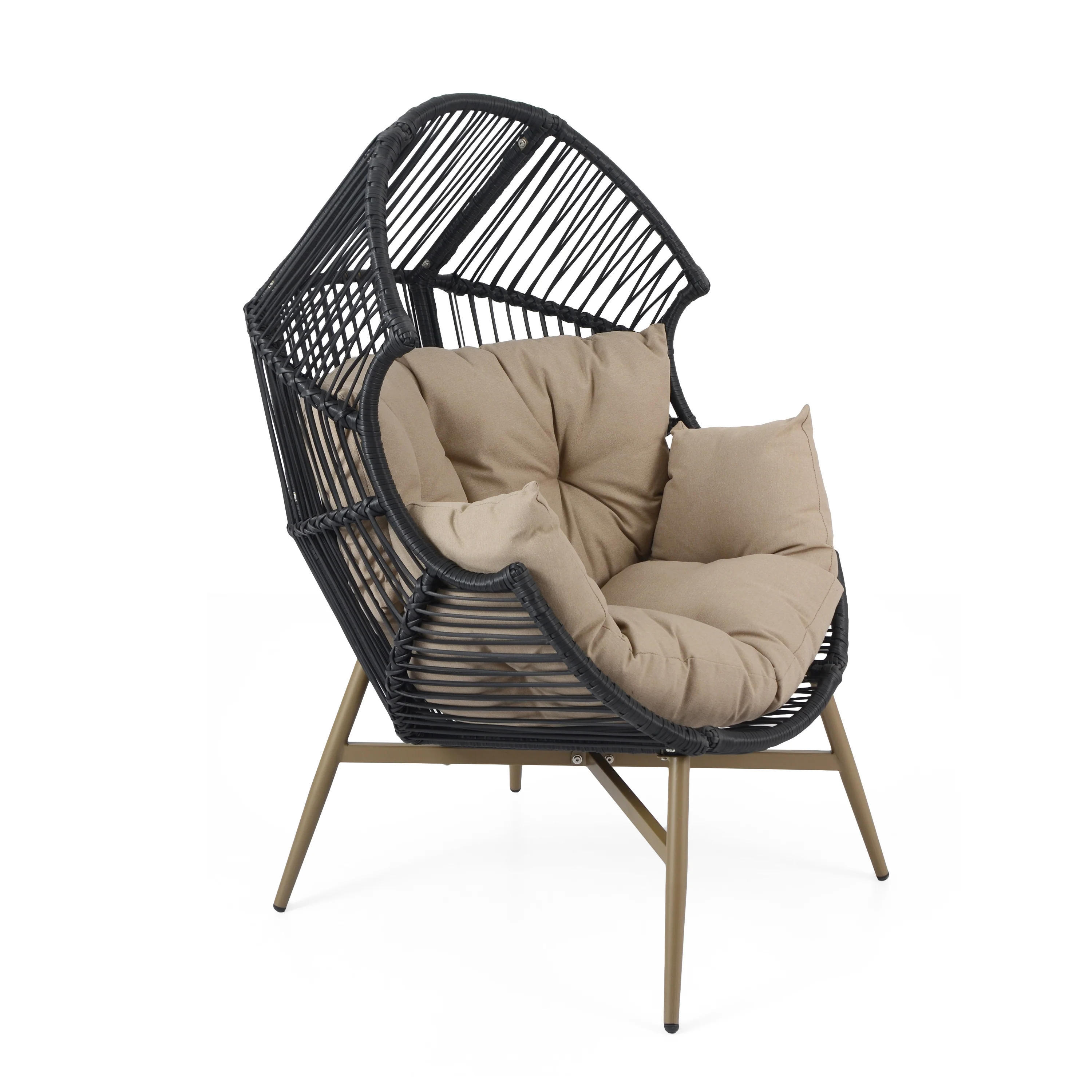 Outdoor Faux Wicker Chair with High Back and Basket-Shape
