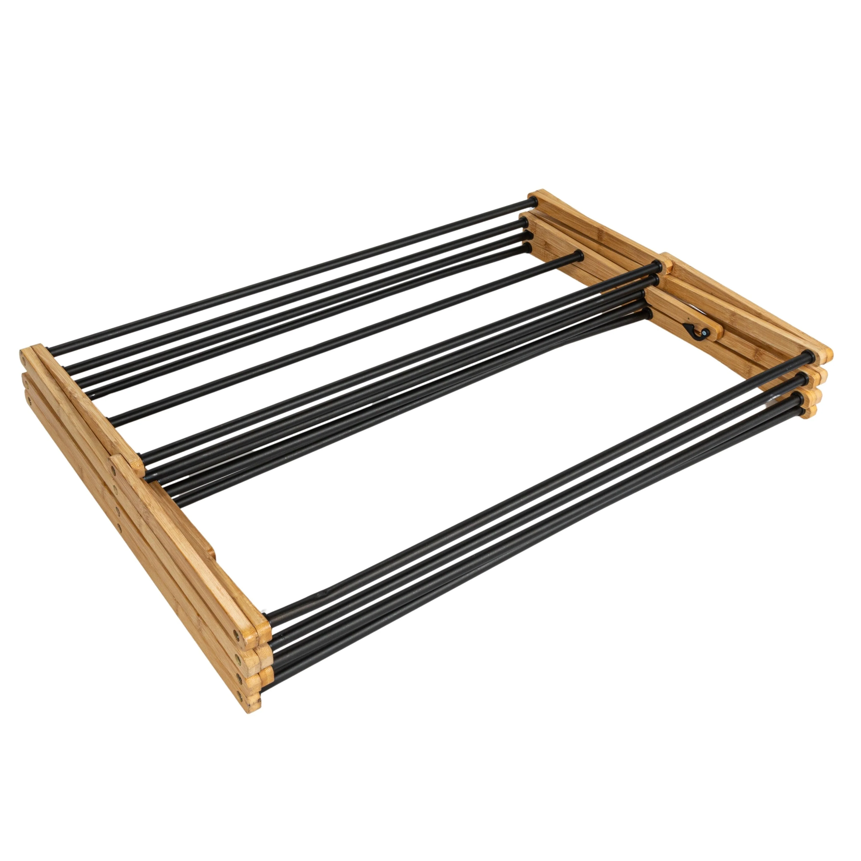 Household Essentials Bamboo Folding Clothes Drying Rack with 14 Coated Metal Dowels - 29.3