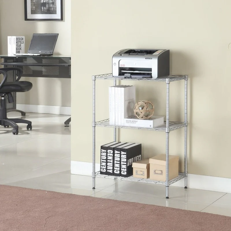 Concise Carbon Steel/ PP 3-Shelf Home Kitchen Shelving Unit