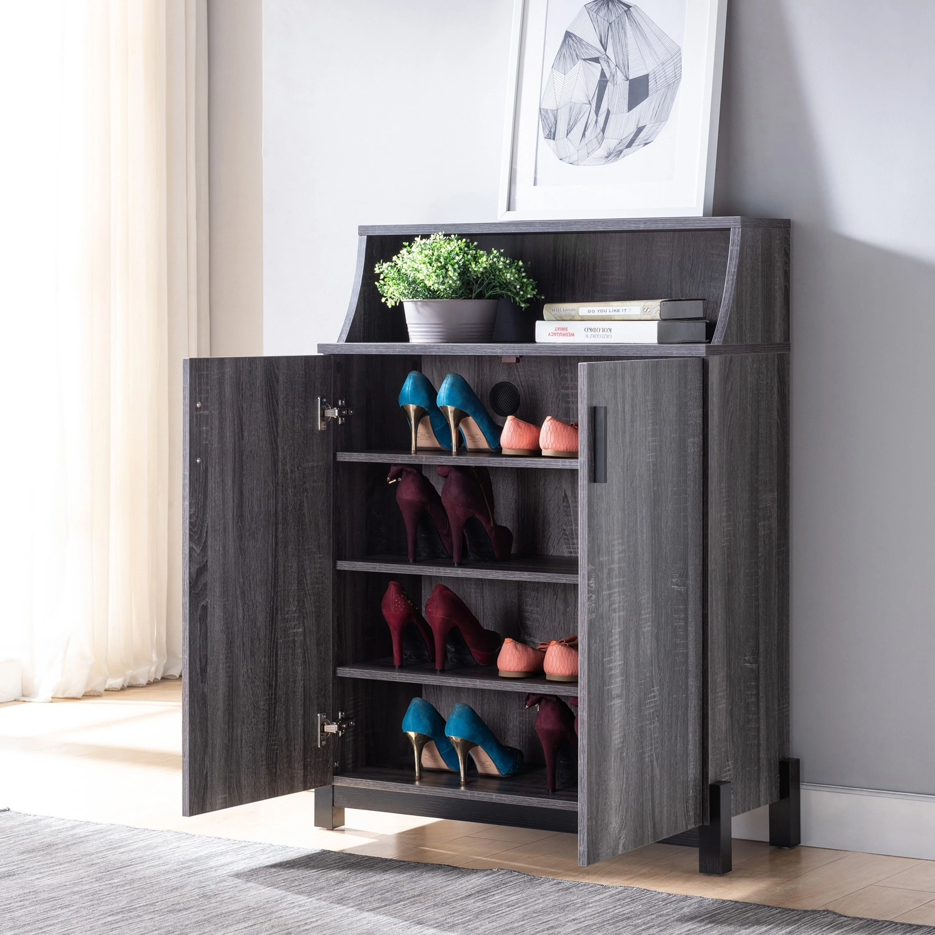 Sost Contemporary 5-shelf Shoe Cabinet by Furniture of America