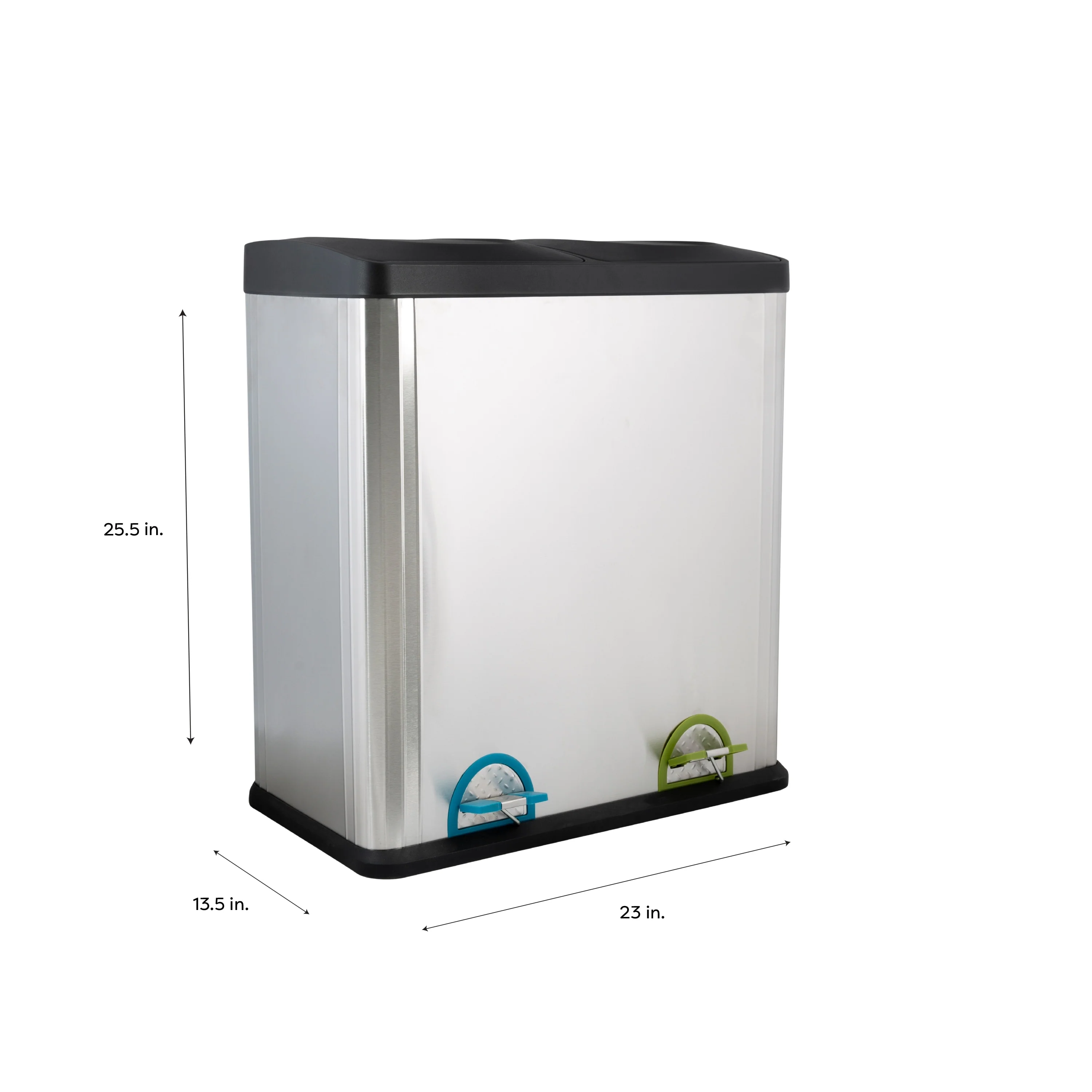 Organize It All 60 Liter 2 Compartment Stainless Recycle Bin